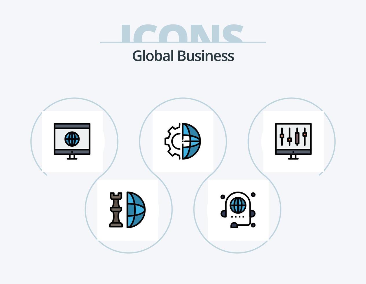 linha de negócios global cheia de ícones do pacote 5 design de ícones. gráfico. gráfico. global. o negócio. apresentação vetor