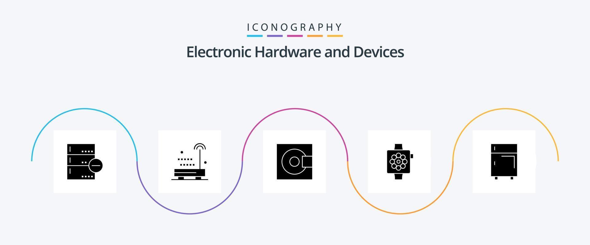 pacote de ícones de glifo 5 de dispositivos, incluindo relógio. dispositivos. tecnologia. maçã. produtos vetor