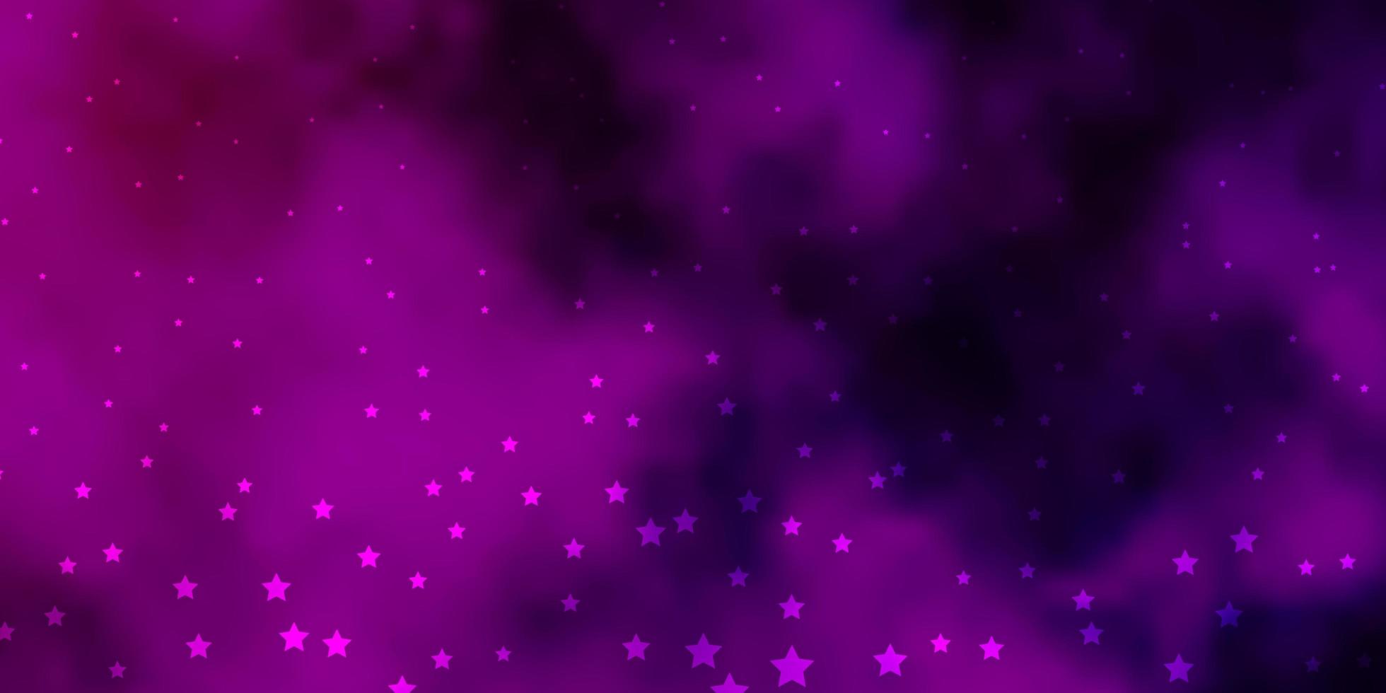 layout de vetor roxo escuro, rosa com estrelas brilhantes.