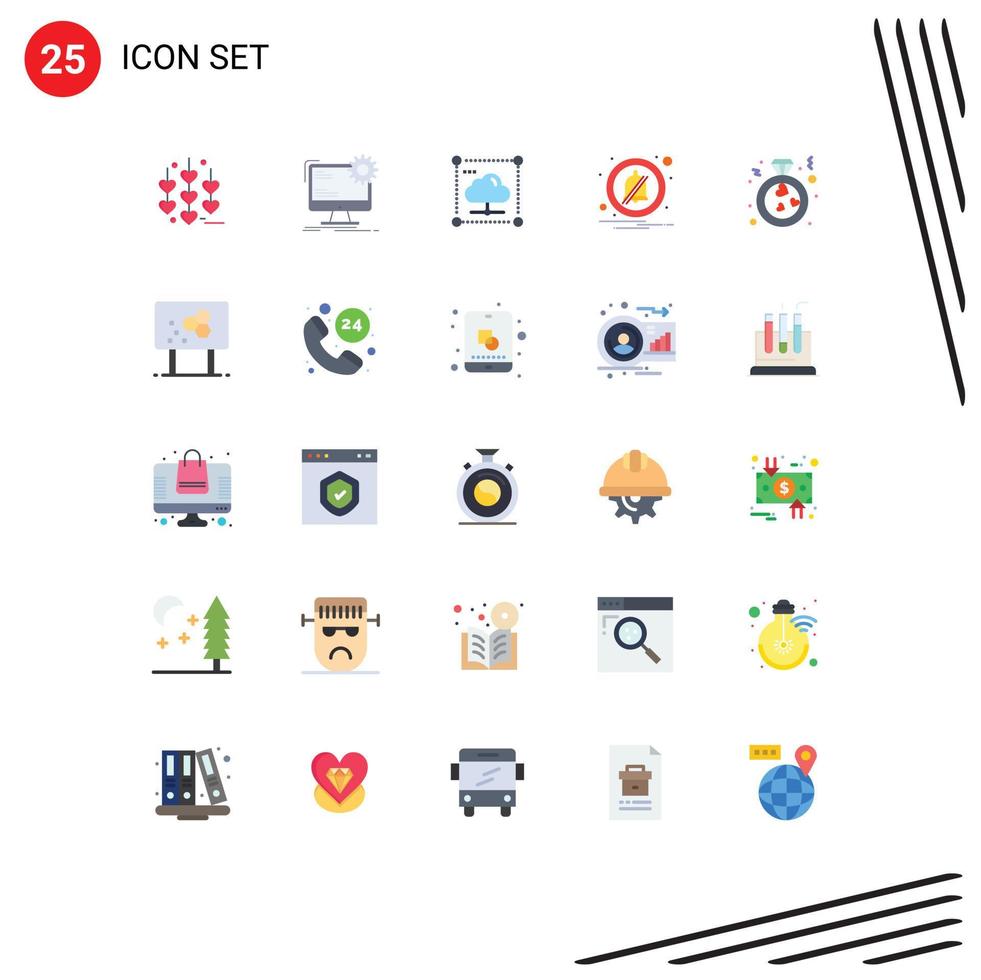 conjunto de 25 sinais de símbolos de ícones de interface do usuário modernos para amor fora da rede de notificação de nuvem elementos de design de vetores editáveis