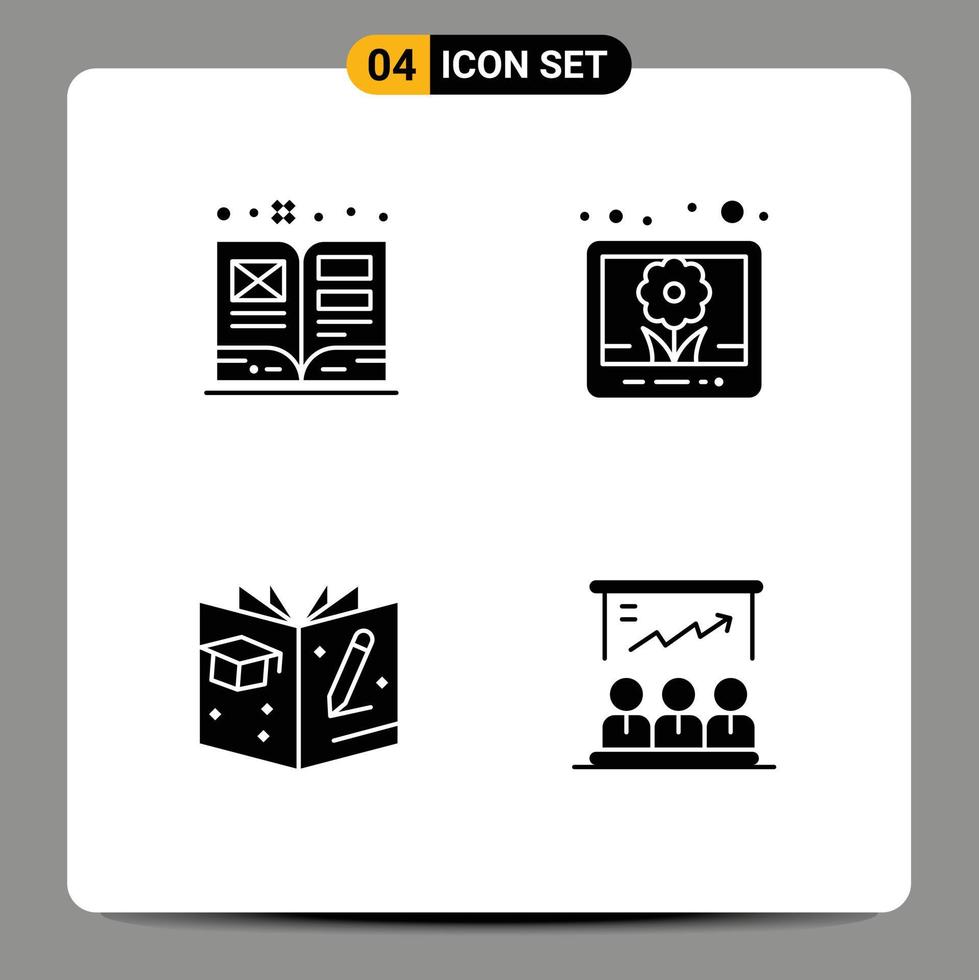 pacote de ícones de vetores de estoque de 4 sinais e símbolos de linha para imagens de livro de arte placa de elementos de design de vetores editáveis