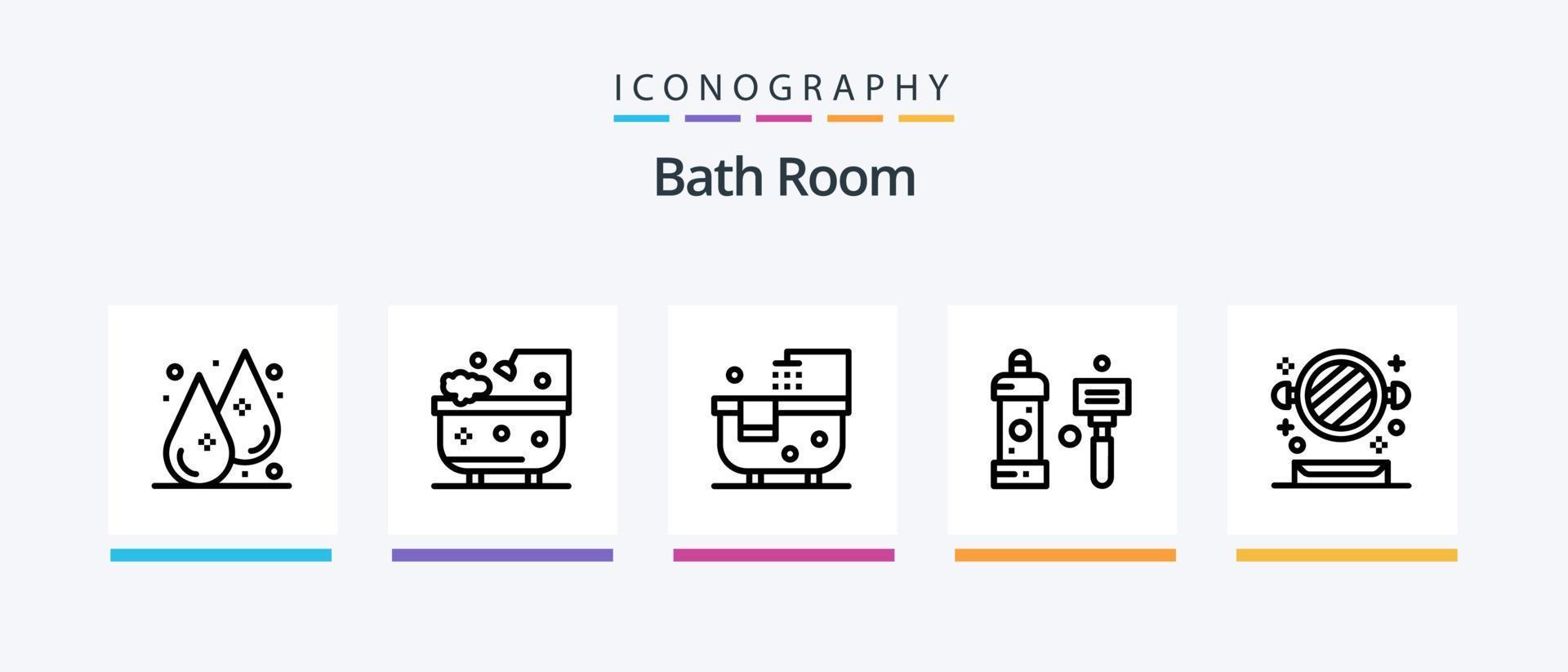 pacote de ícones da linha 5 do quarto de banho, incluindo banho. aba. banho. mão. banheiro. design de ícones criativos vetor