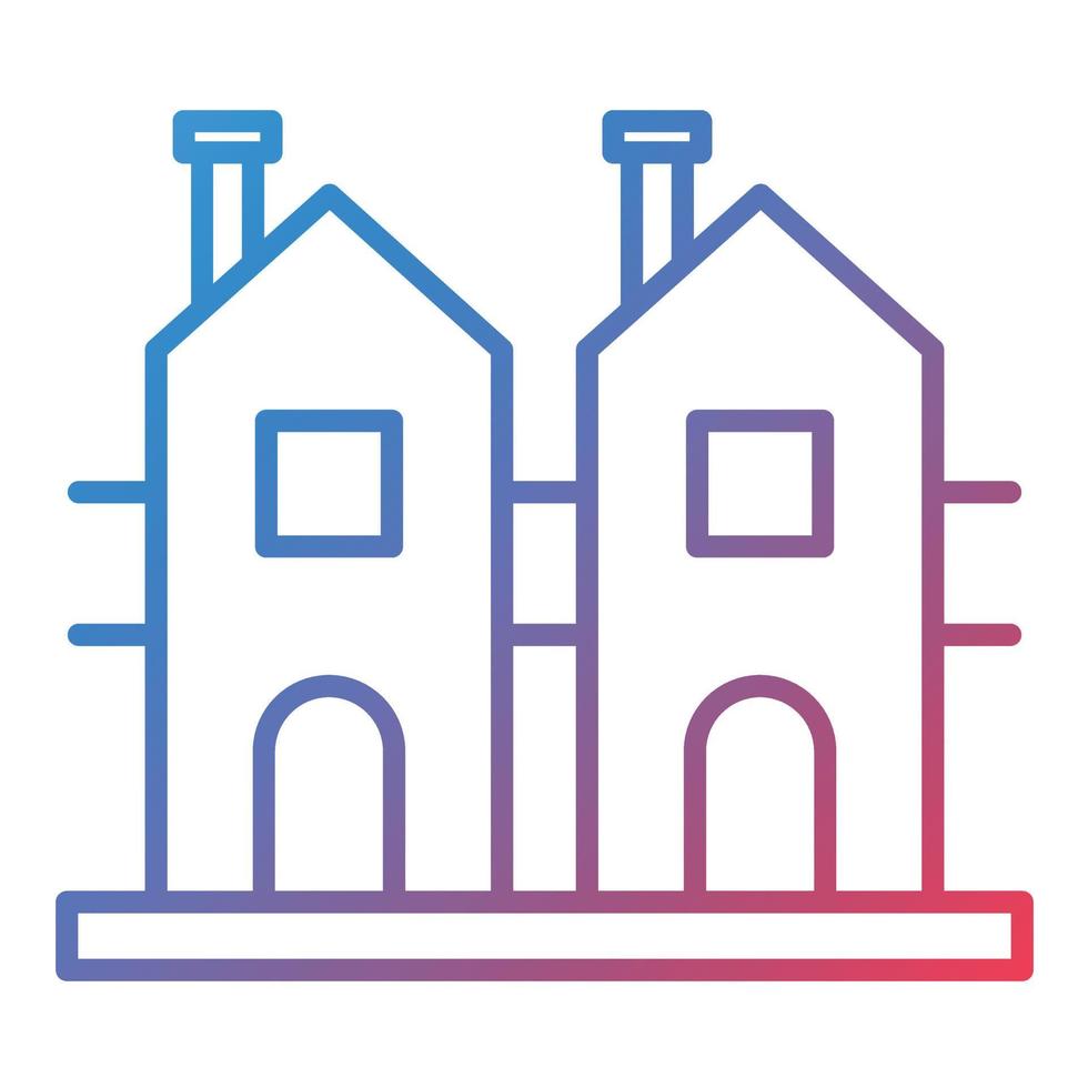 ícone de gradiente de linha de casa holandesa vetor