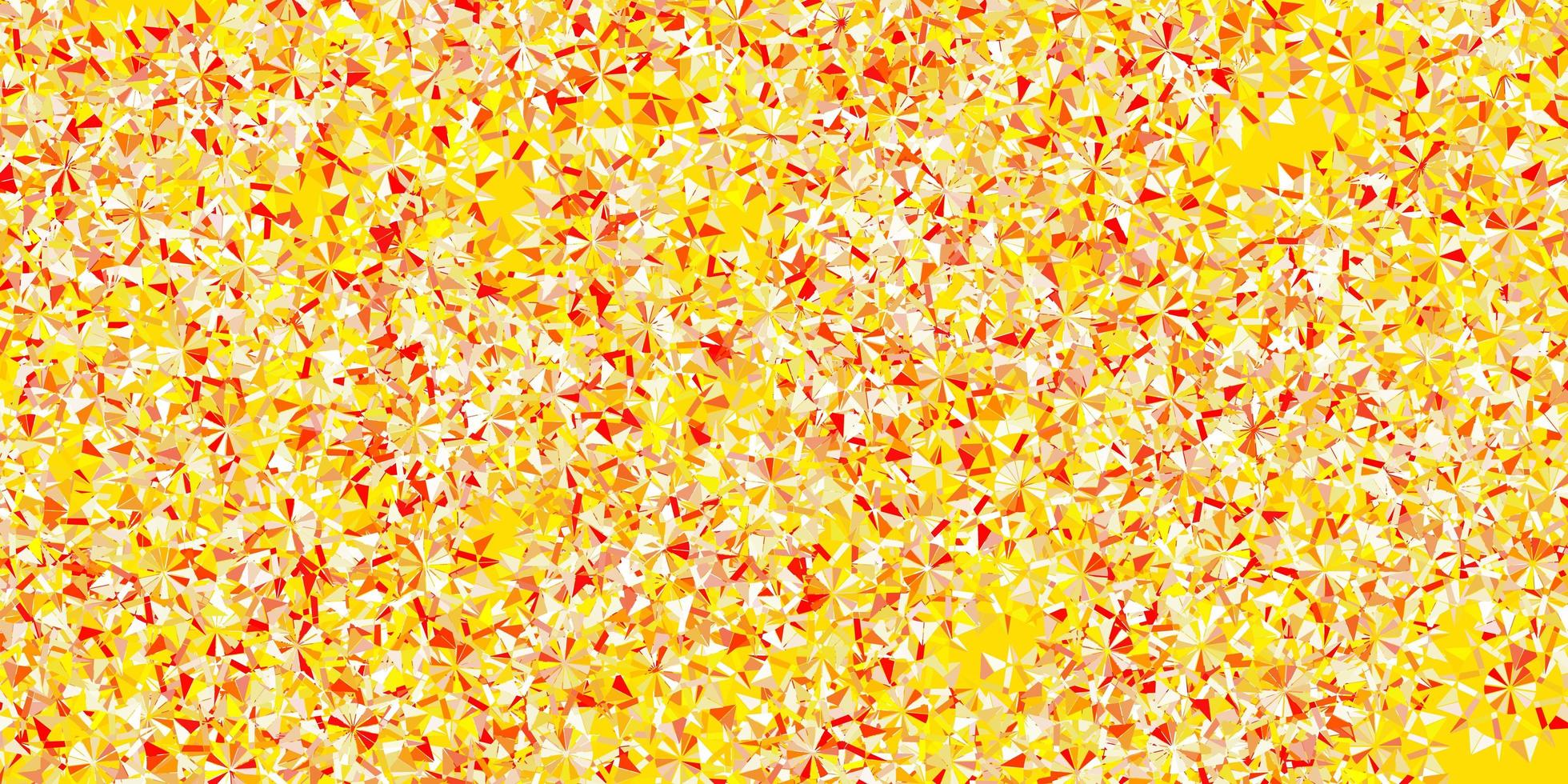 textura vector laranja claro com flocos de neve brilhantes.