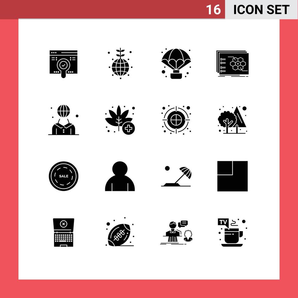 conjunto de 16 sinais de símbolos de ícones de interface do usuário modernos para elementos de design de vetores editáveis de jogo de estratégia de aventura tática global