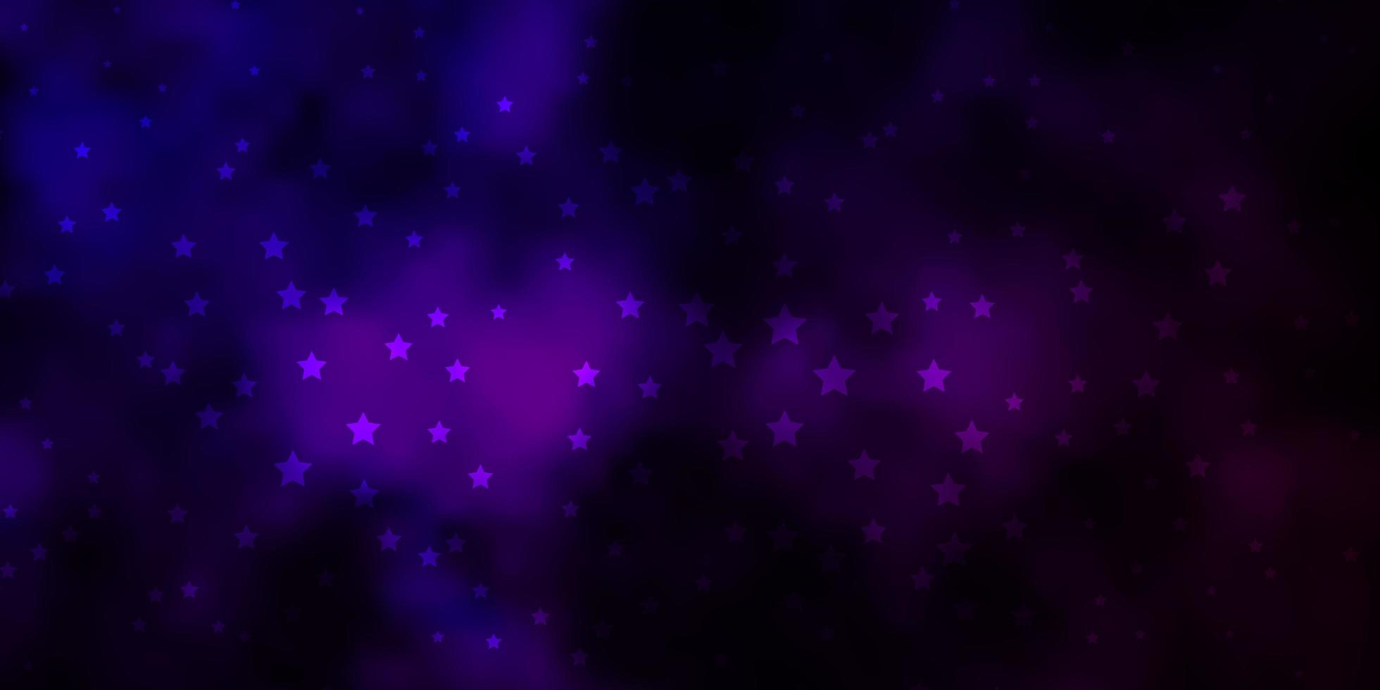 layout de vetor roxo escuro com estrelas brilhantes.