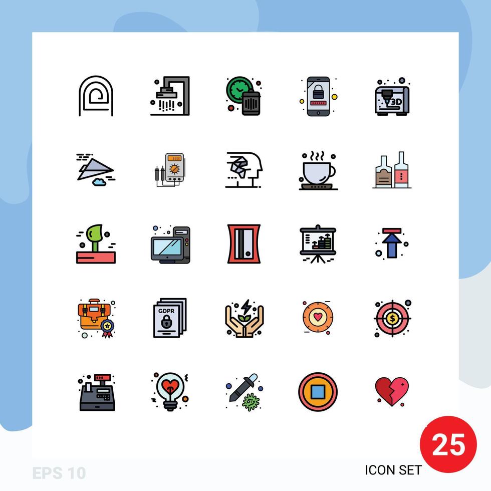25 ícones criativos sinais e símbolos modernos de modelagem de elementos de design de vetores editáveis de lixo móvel