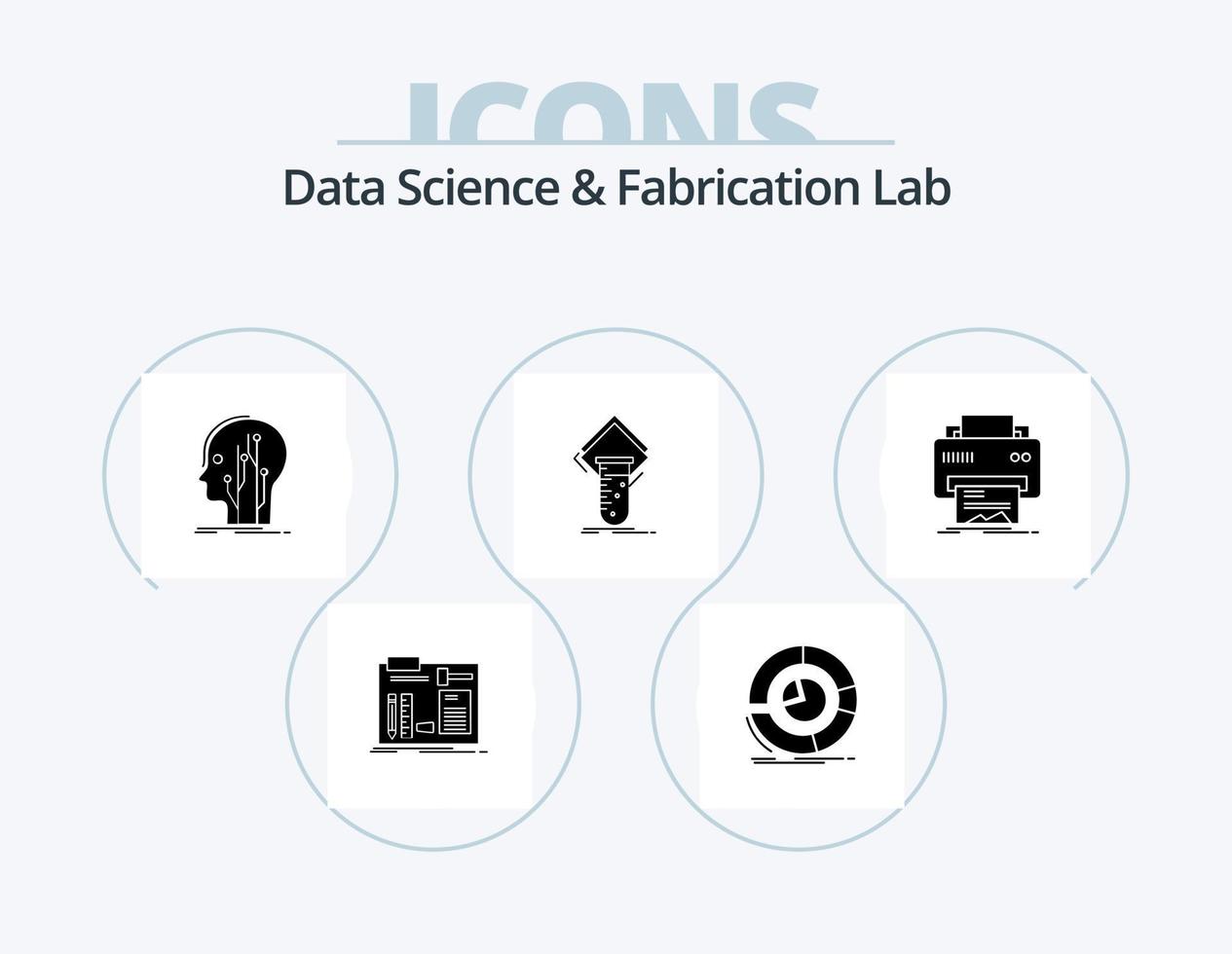 design de ícones do pacote de ícones de glifo de laboratório de ciência de dados e fabricação 5. estudar. química. diagrama. rede. humano vetor