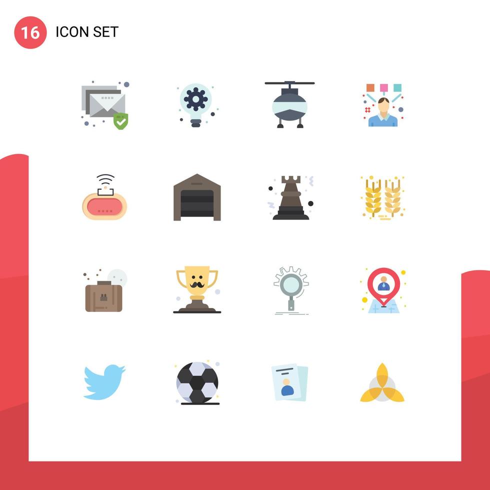 grupo de 16 cores planas modernas definidas para editor de designer de transporte de dispositivo wi-fi pacote editável de elementos de design de vetores criativos
