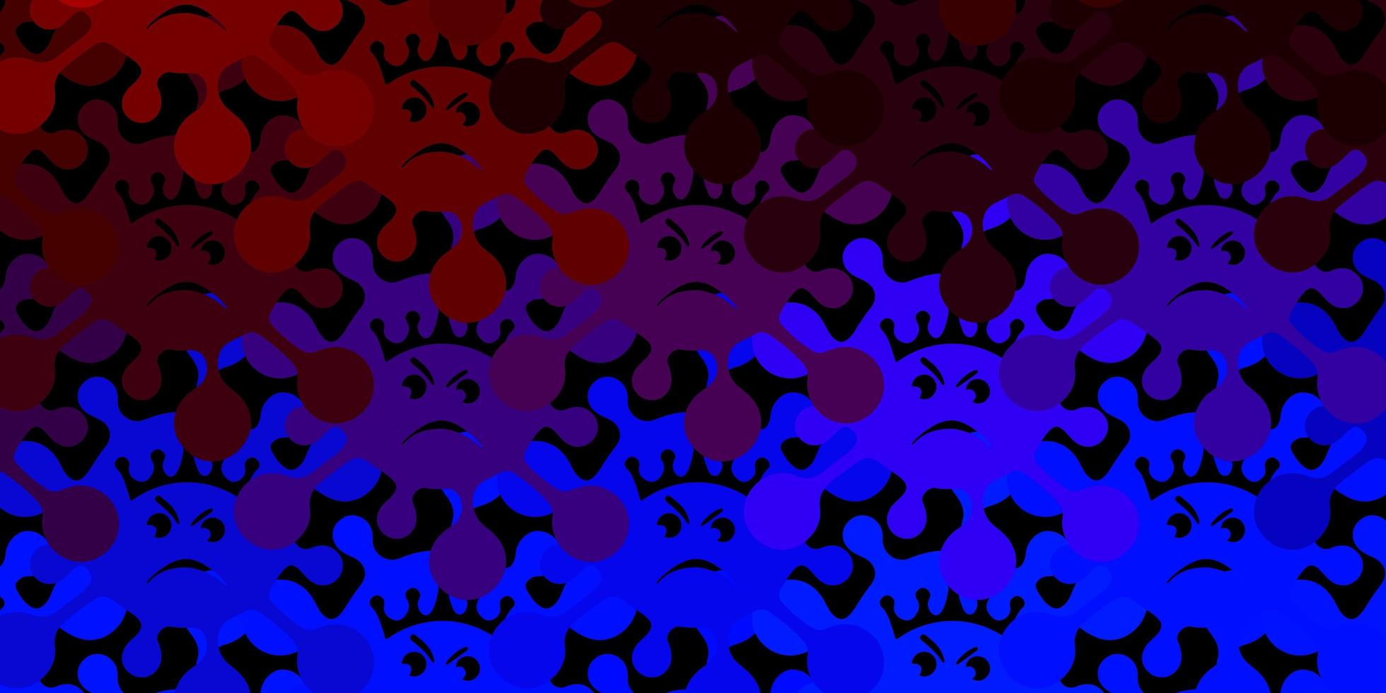 fundo de vetor azul escuro e vermelho com símbolos de vírus