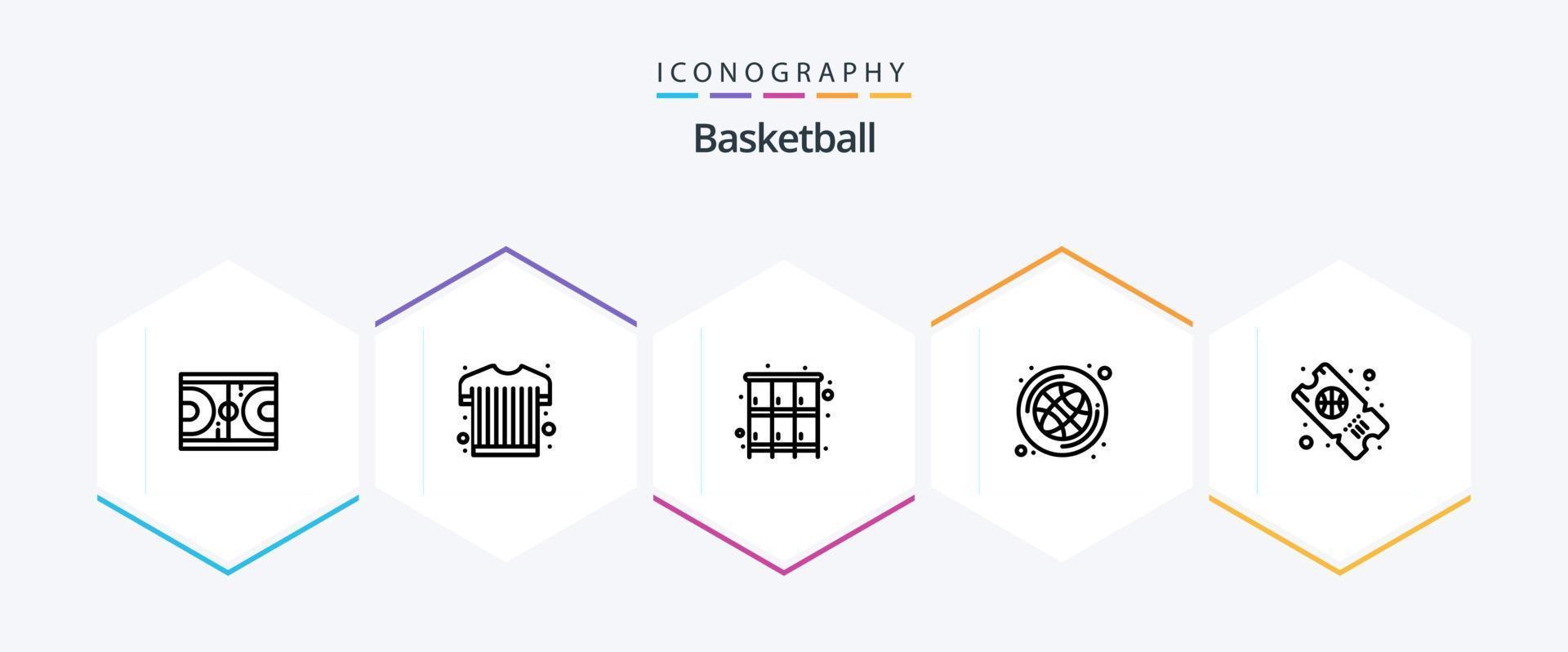 pacote de ícones de 25 linhas de basquete, incluindo esporte. jogos. gabinete. esporte. bola vetor