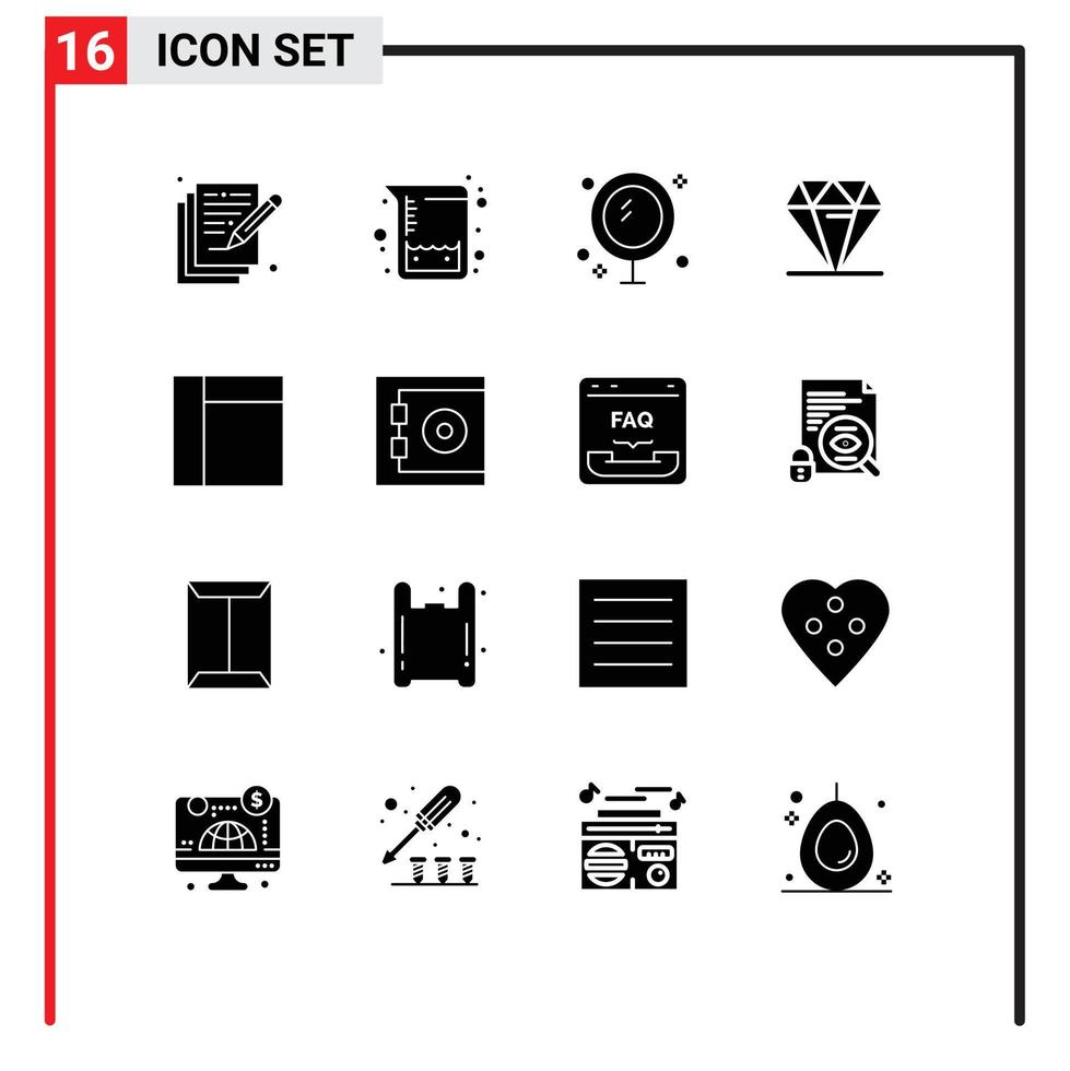 grupo de 16 sinais e símbolos de glifos sólidos para layout de elementos de design de vetores editáveis de diamantes caros de banheiro caro
