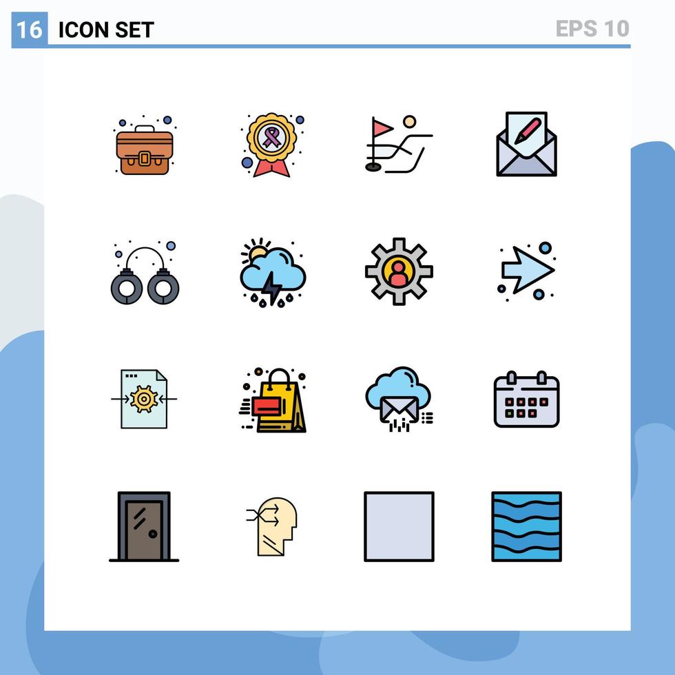 pacote de ícones vetoriais de estoque de 16 sinais e símbolos de linha para e-mail de doença de envelope criminal compõe elementos de design de vetores criativos editáveis