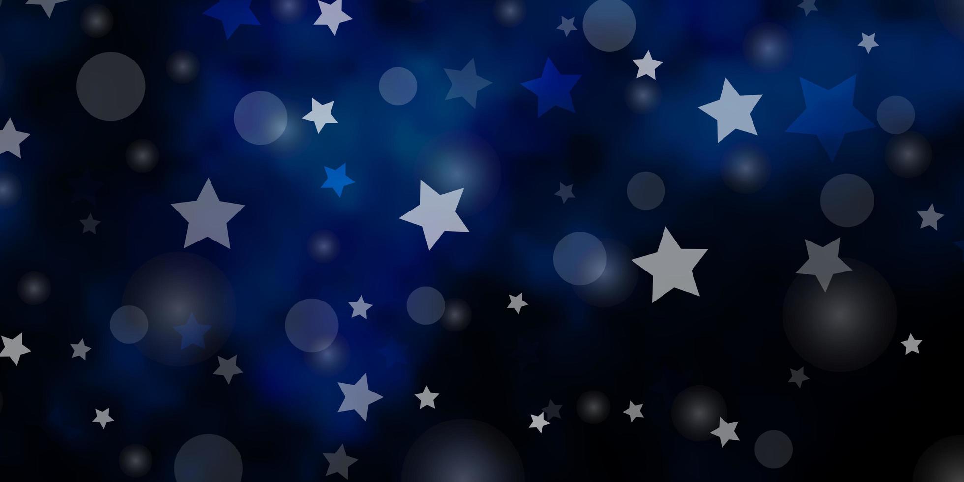 pano de fundo vector azul escuro com círculos, estrelas.