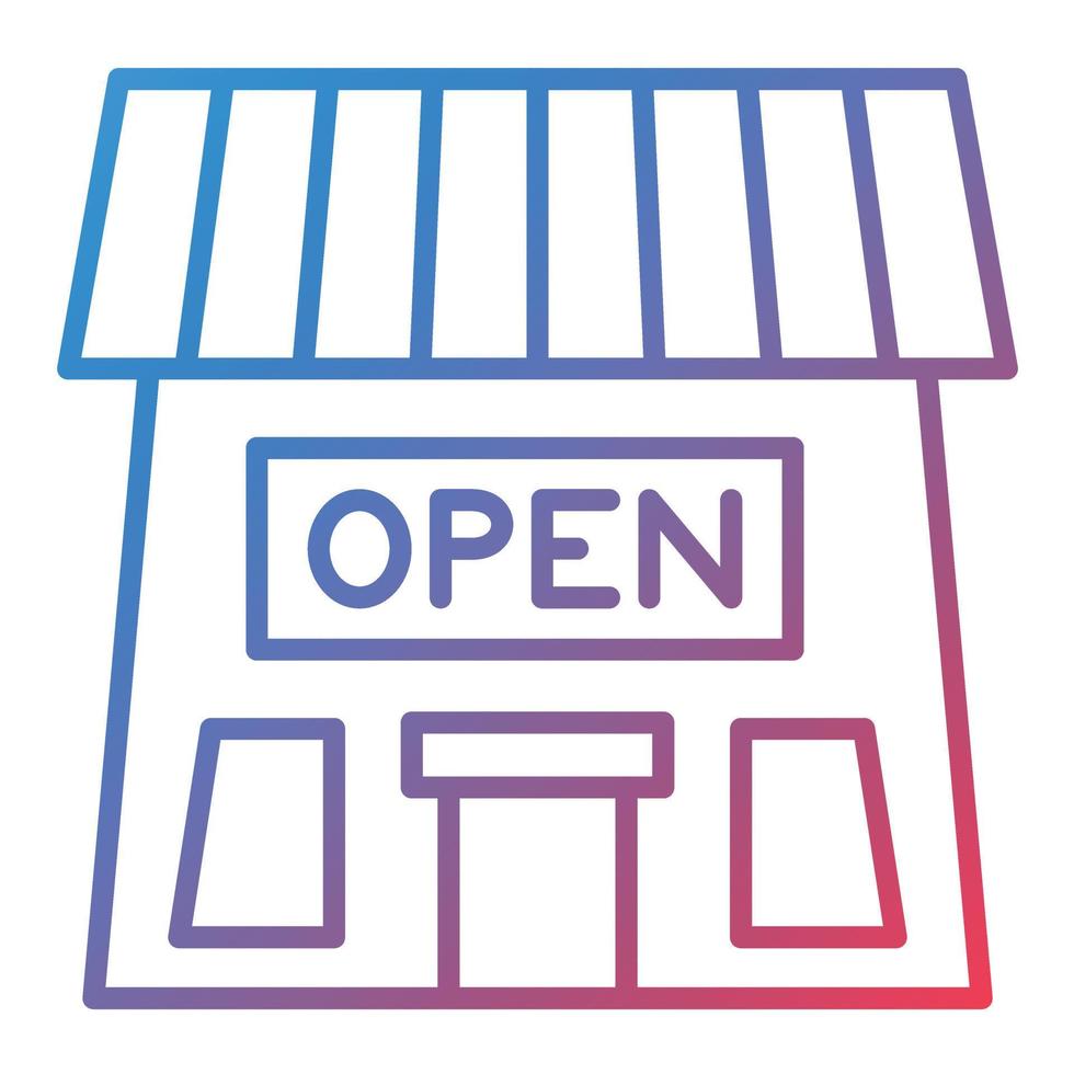 ícone de gradiente de linha de sinal de loja aberta vetor