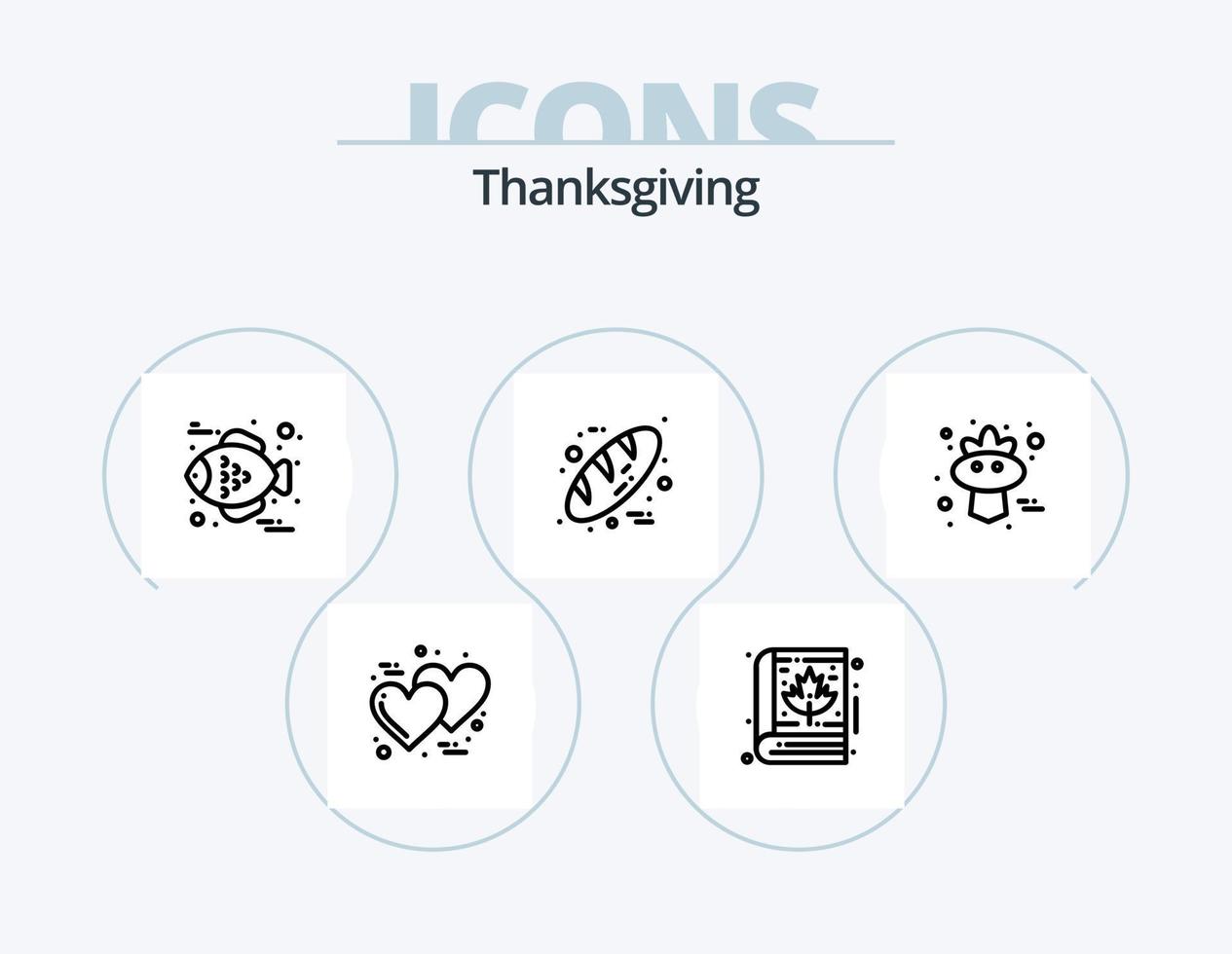 design de ícone do pacote de 5 ícones da linha de ação de graças. cornucópia. Ação de graças. baga. Nota. Bíblia vetor