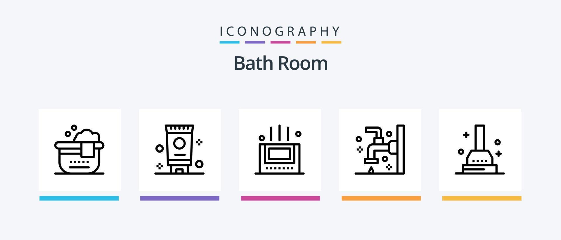 pacote de ícones da linha 5 do banheiro, incluindo . torneira. banheiro. limpeza. banho. design de ícones criativos vetor