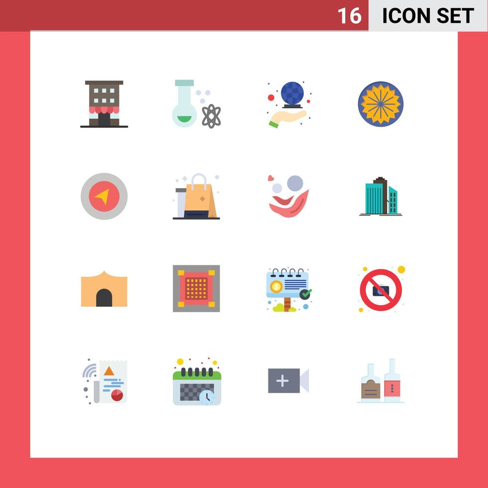 conjunto de pictogramas de 16 cores planas simples do pacote editável de marketing de bandeira de espaço de sinal de mapa de elementos de design de vetores criativos