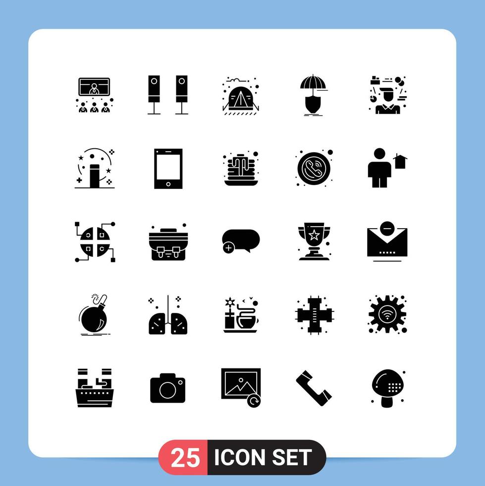 conjunto de 25 sinais de símbolos de ícones de interface do usuário modernos para proteção de sistema de segurança de escudo elementos de design de vetores editáveis de selva