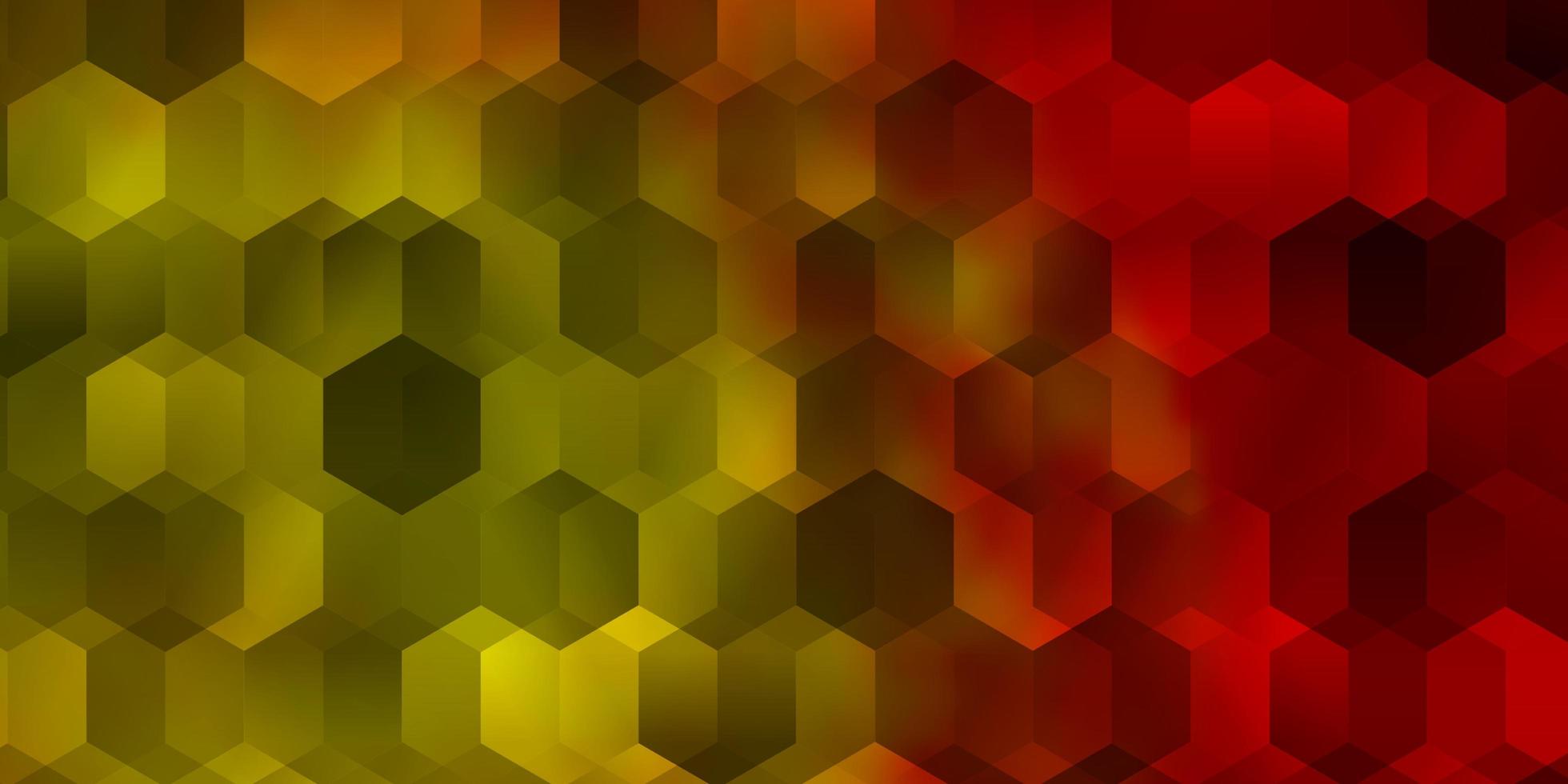 textura vector vermelho, amarelo claro com hexágonos coloridos.