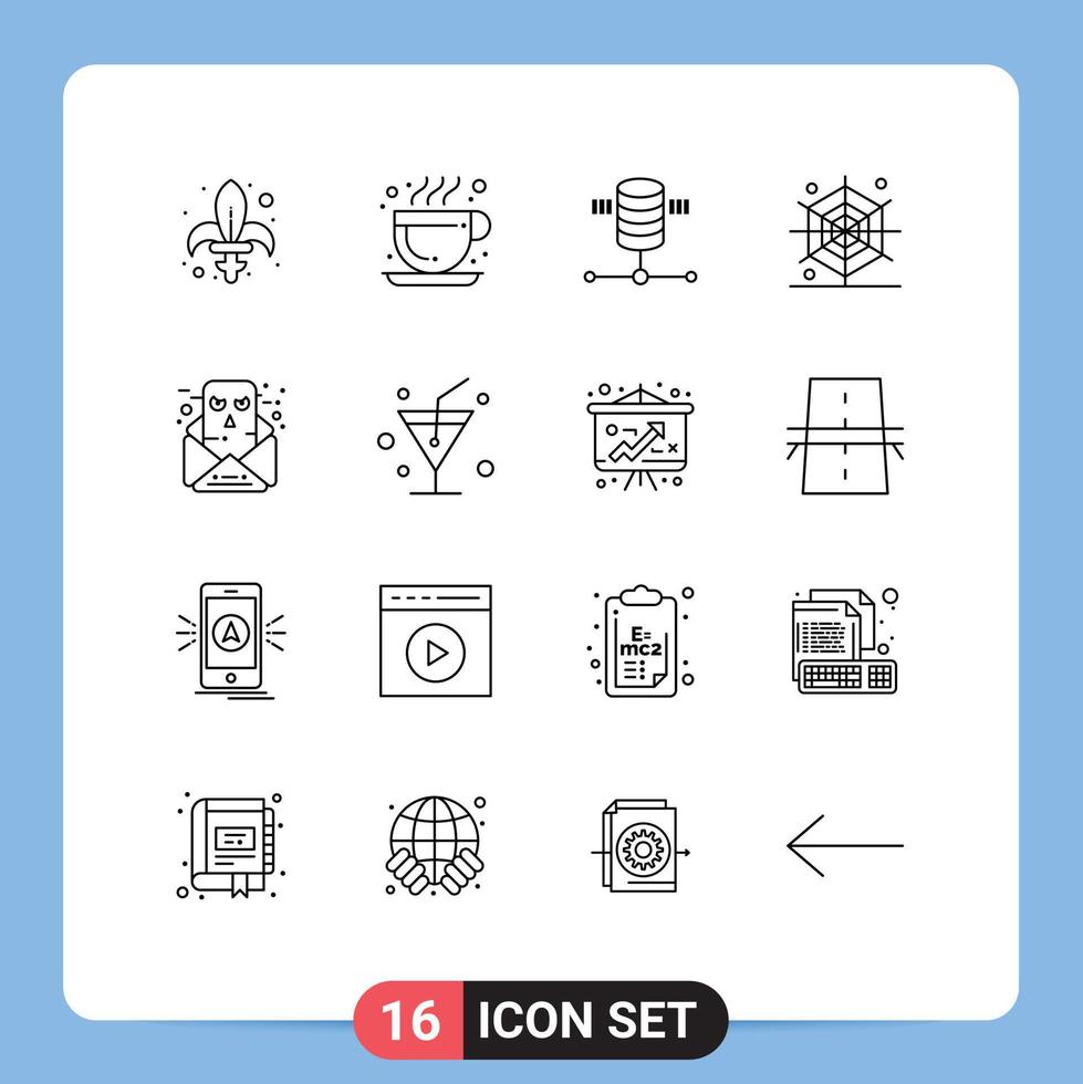 grupo de 16 descreve sinais e símbolos para conversa, bate-papo, computação, aranha, halloween, elementos de design vetorial editável vetor