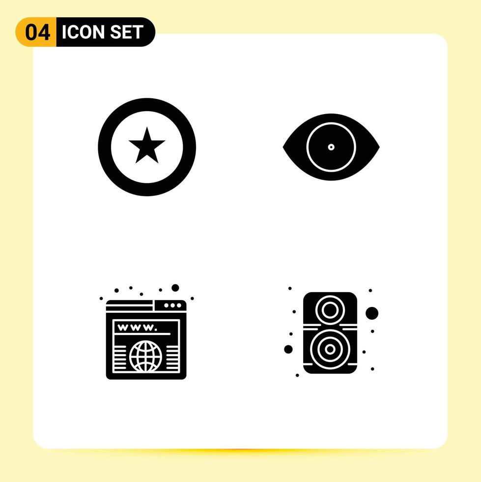 pacote de interface do usuário de 4 glifos sólidos básicos de grinalda de domínio de conquista elementos de design de vetores editáveis humanos em todo o mundo