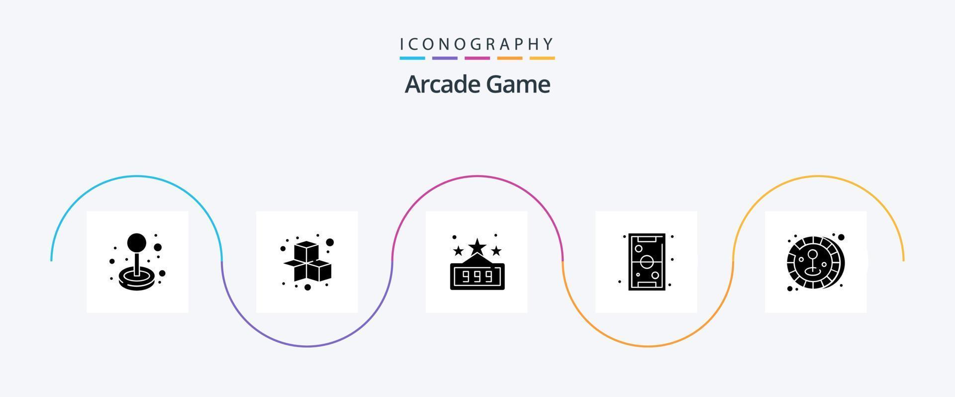 pacote de ícones arcade glyph 5 incluindo joystick. lazer. pontuação máxima. Toque. jogos vetor