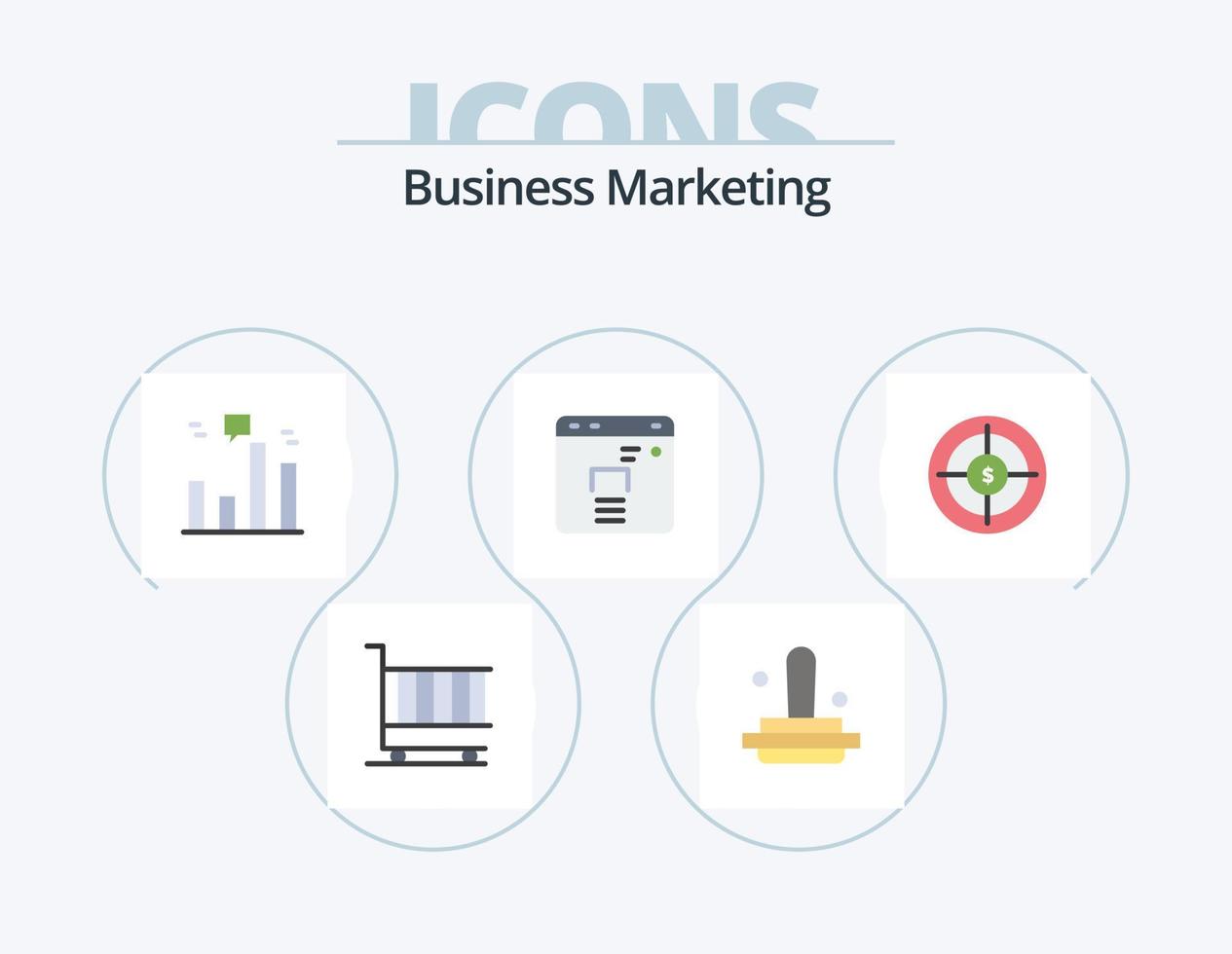 design de ícones do pacote de ícones planos de marketing de negócios 5. marketing. o negócio. carimbo. gráfico vetor