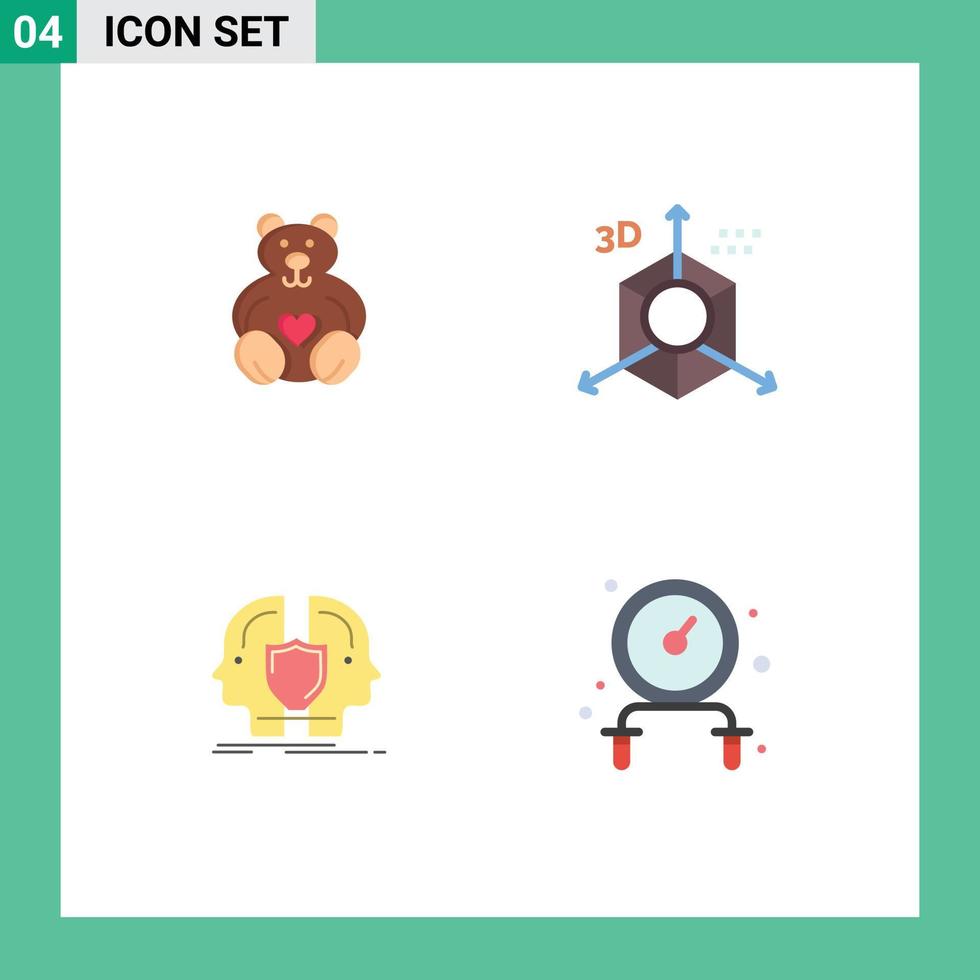 pacote de interface de usuário de 4 ícones planos básicos de desenvolvimento de casamento de homem de corações elementos de design de vetores editáveis duplos