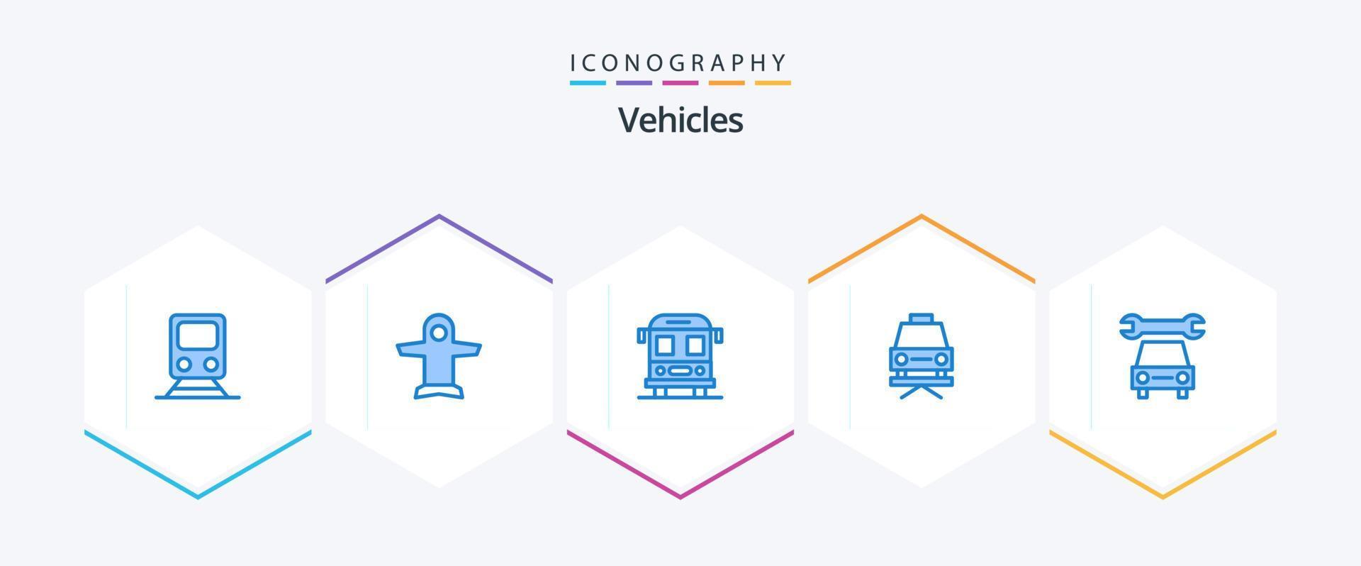 veículos 25 pacote de ícones azul incluindo serviço. carro. veículos. reparar. carro vetor