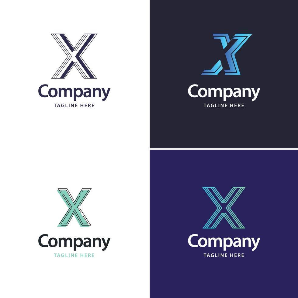 letra x design de pacote de logotipo grande design criativo de logotipos modernos para o seu negócio vetor