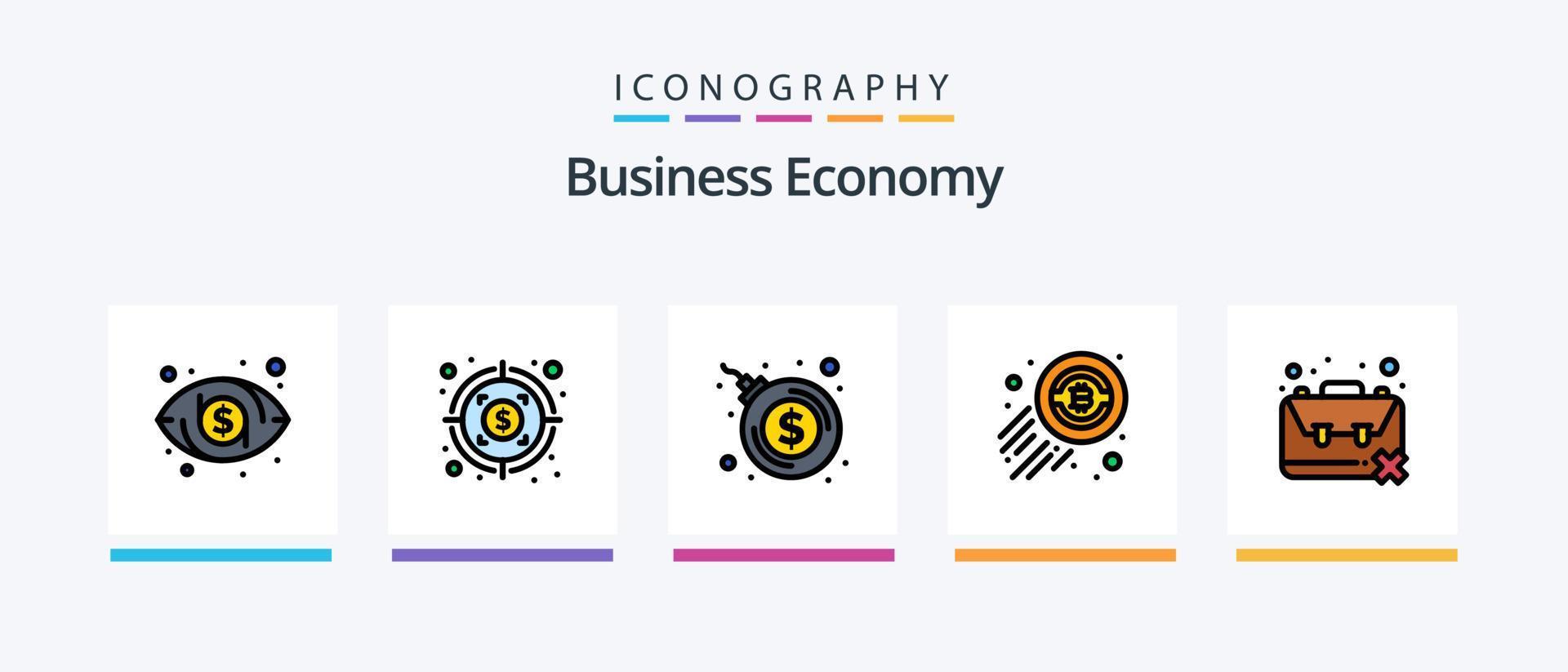 linha econômica cheia de 5 ícones incluindo dólar. Estado. dinheiro. gráfico. analítico. design de ícones criativos vetor