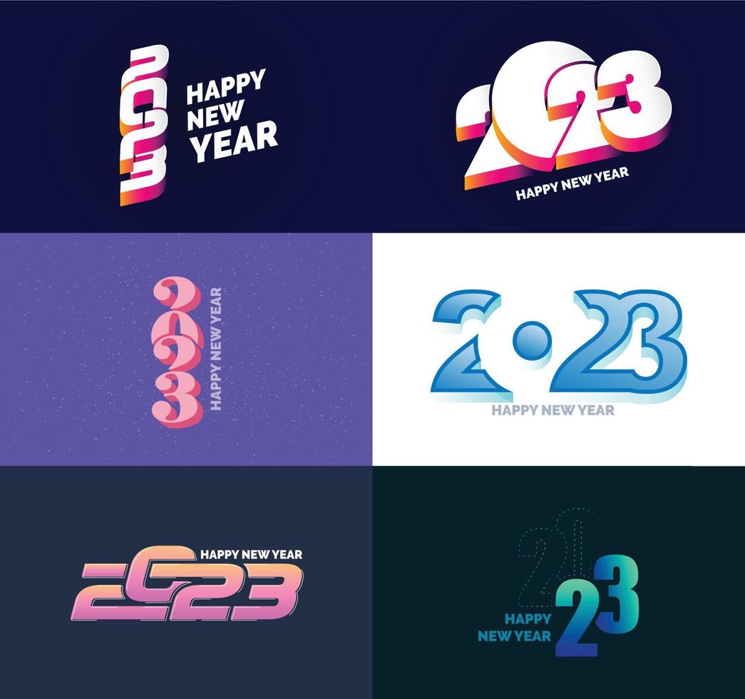 grande conjunto de design de texto de logotipo de feliz ano novo de 2023 modelo de design de número de 2023 vetor