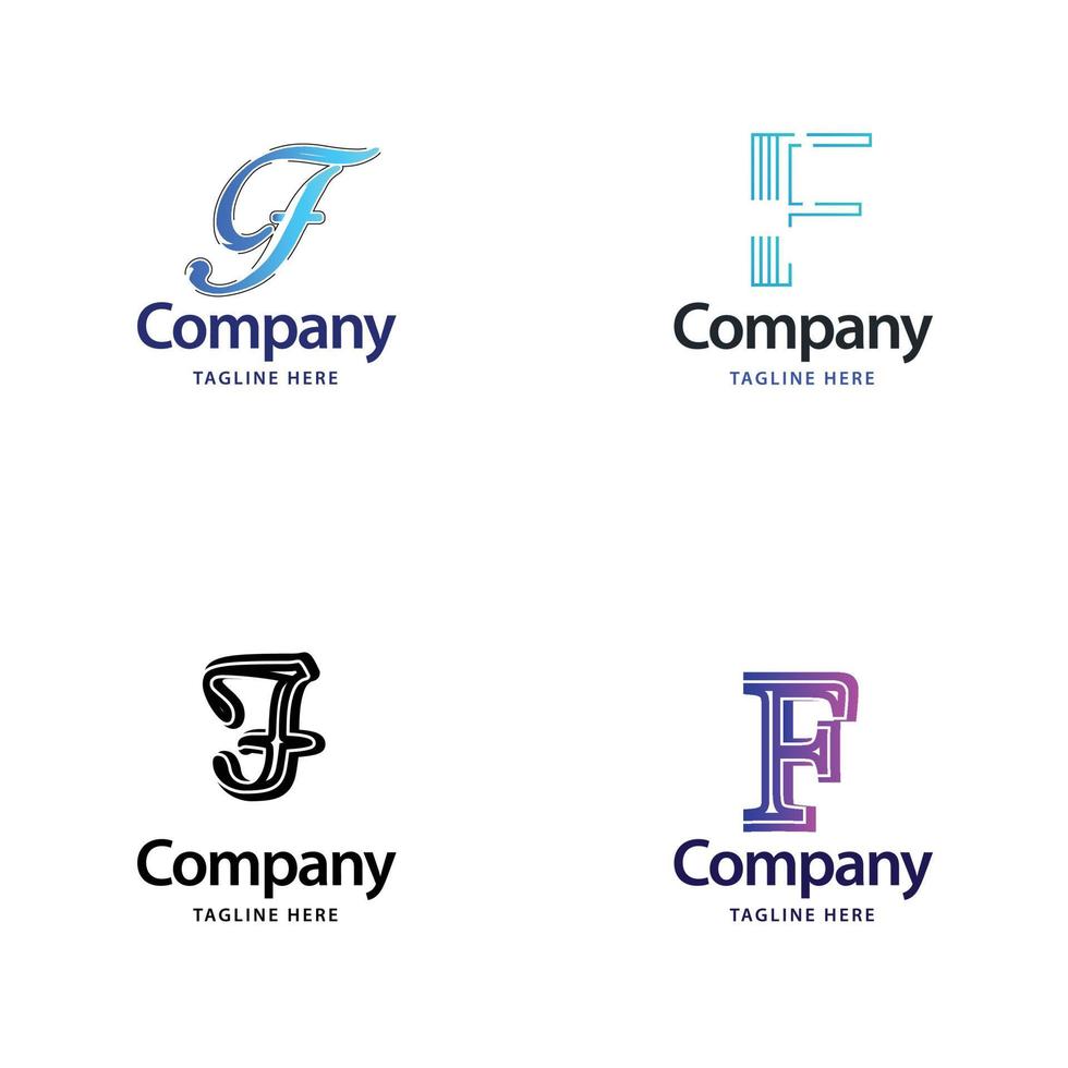 letra f design de pacote de logotipo grande design criativo de logotipos modernos para o seu negócio vetor