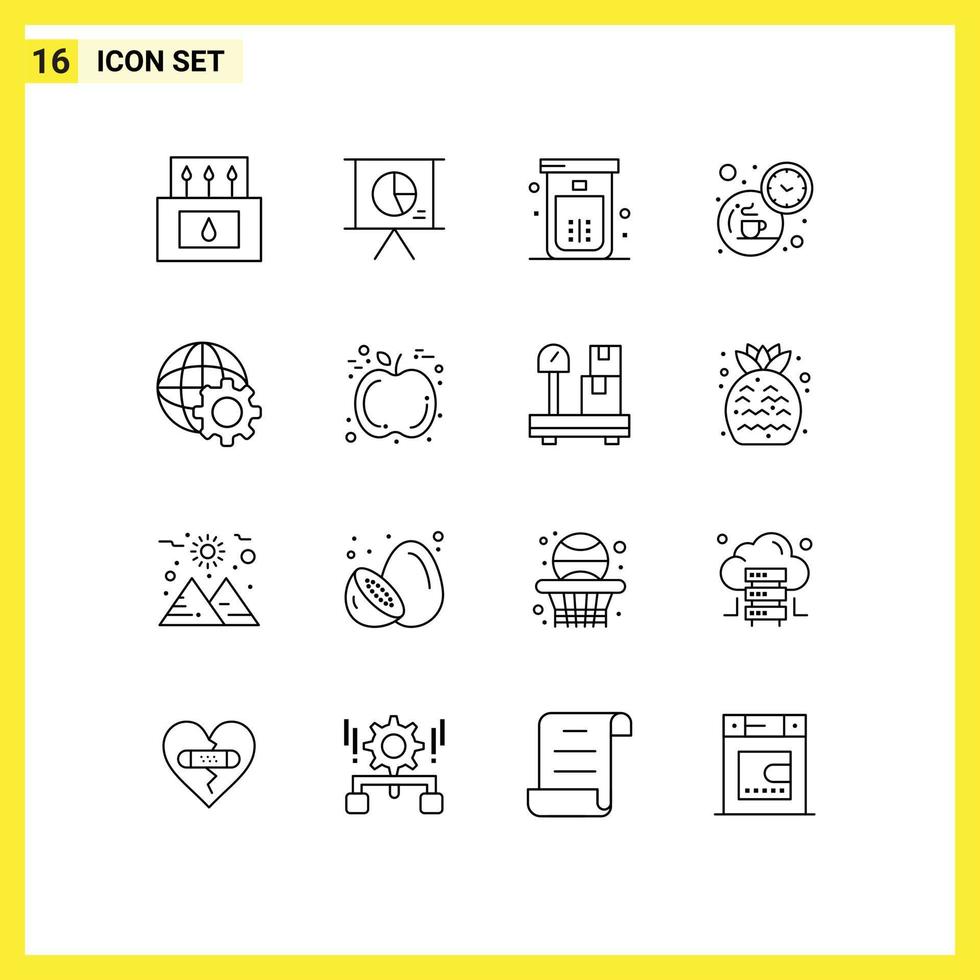 16 contornos vetoriais temáticos e símbolos editáveis de controle chá banho café toalete elementos editáveis de design vetorial vetor
