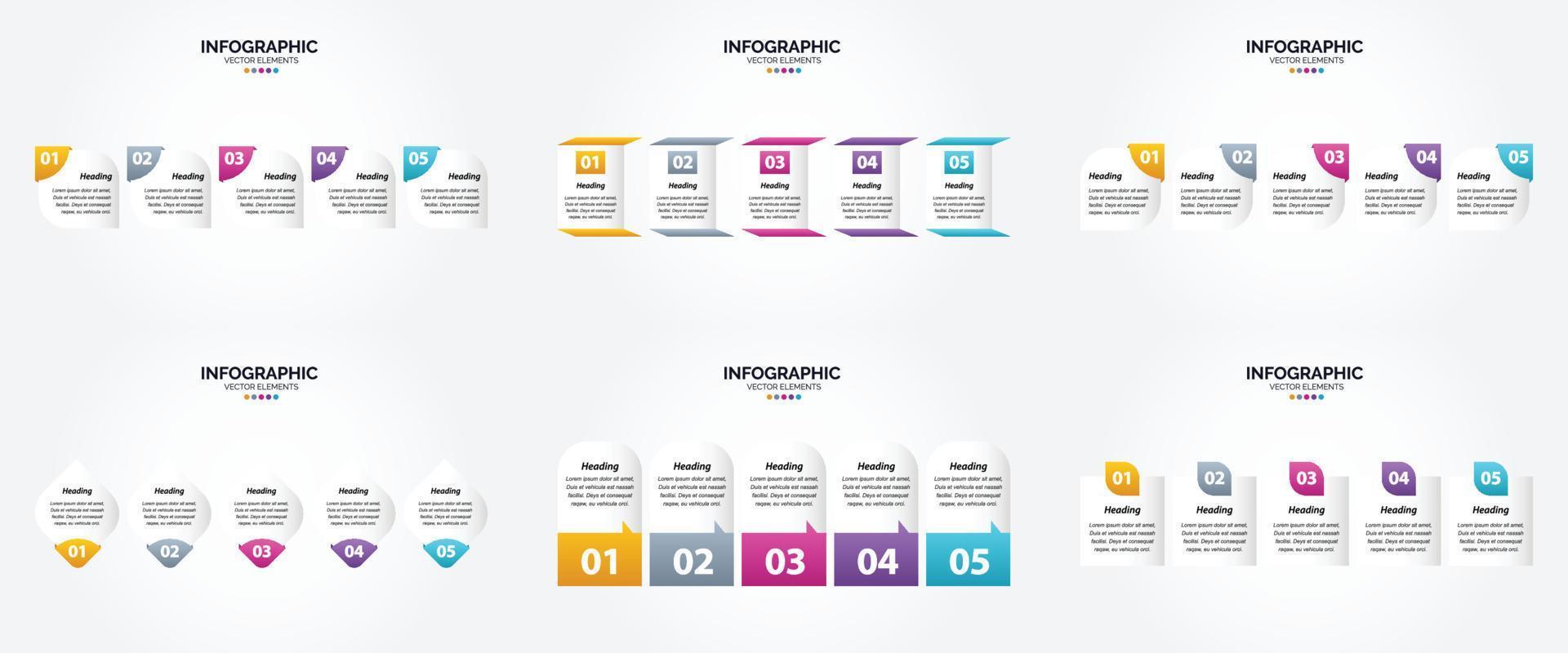 conjunto de design plano de infográficos de ilustração vetorial para folheto publicitário e revista vetor