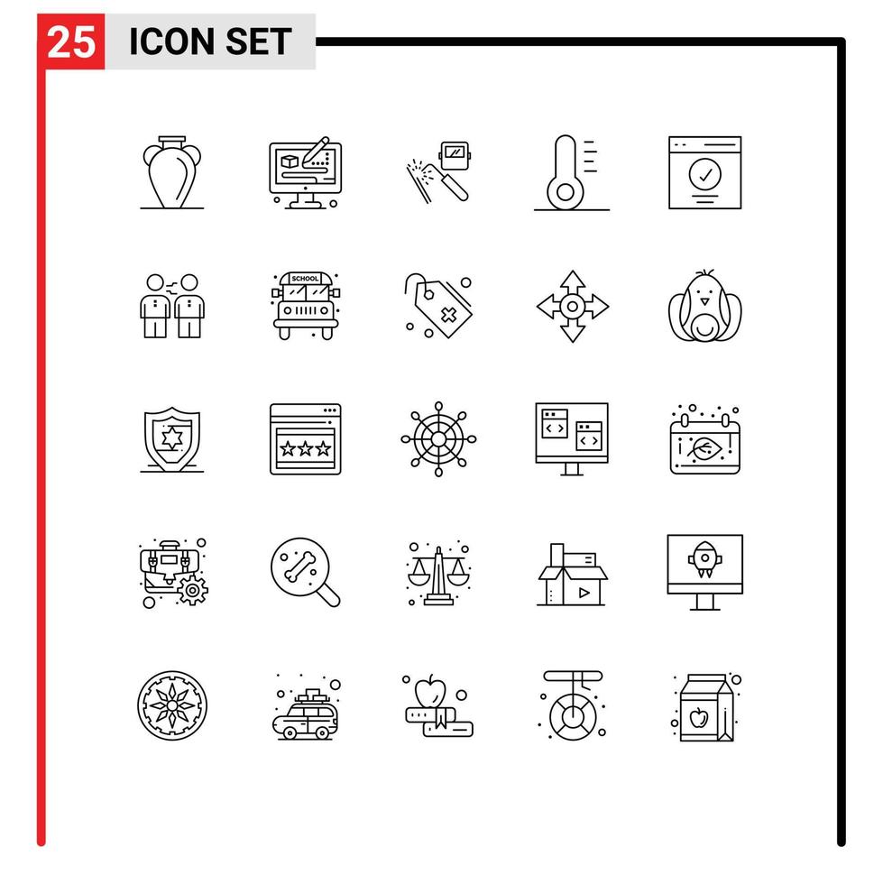 grupo de símbolos de ícone universal de 25 linhas modernas de design de feriado de interface de elementos de design de vetores editáveis de fábrica de natal