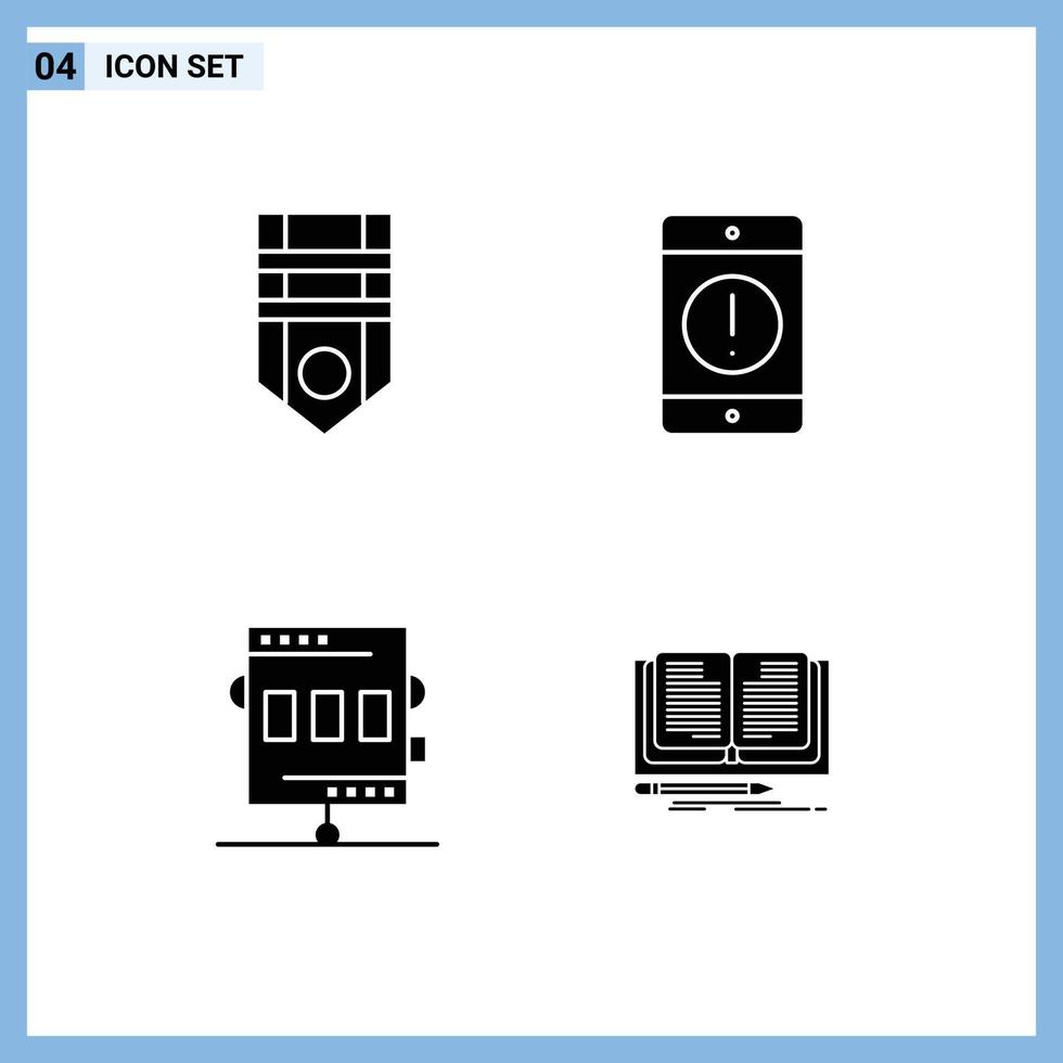 4 ícones criativos, sinais e símbolos modernos de atividades de crachá, dispositivos de faixa, cronômetro, elementos de design vetorial editáveis vetor