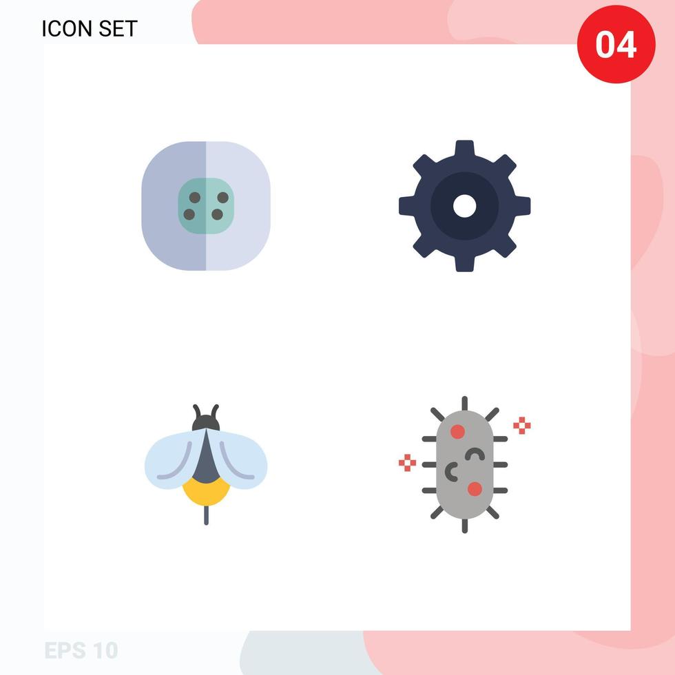 conjunto de 4 pacotes de ícones planos comerciais para configuração de química de mel de átomo bactérias elementos de design de vetores editáveis