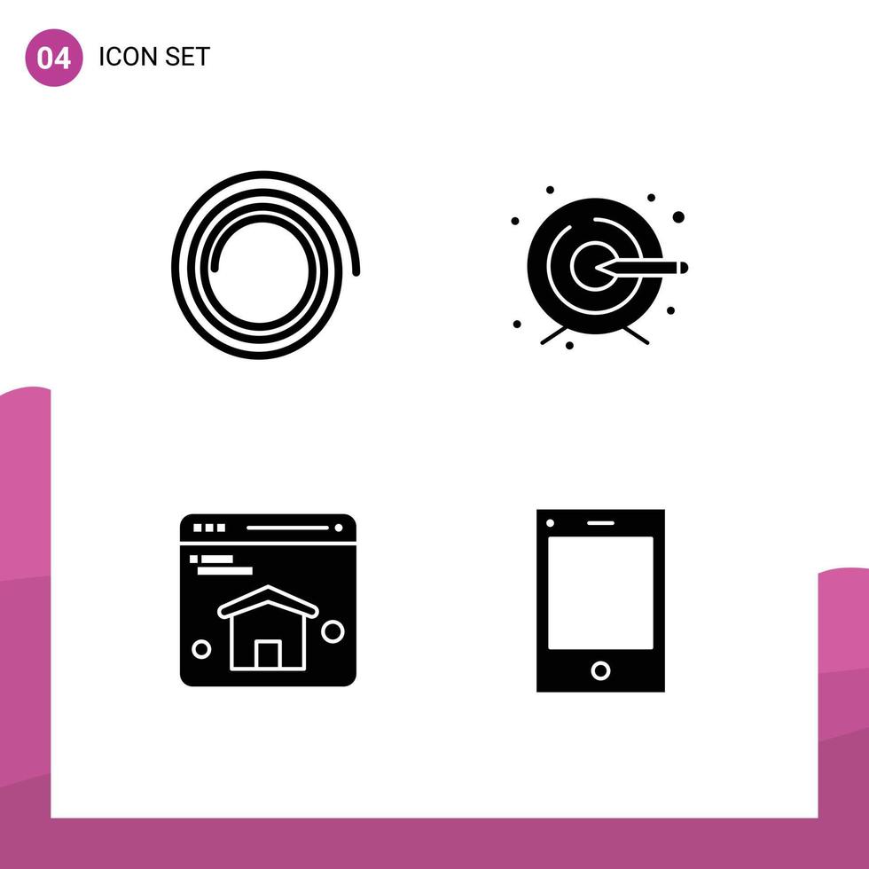 conjunto de 4 sinais de símbolos de ícones de interface do usuário modernos para forma ipad process homepage tablet elementos de design de vetores editáveis
