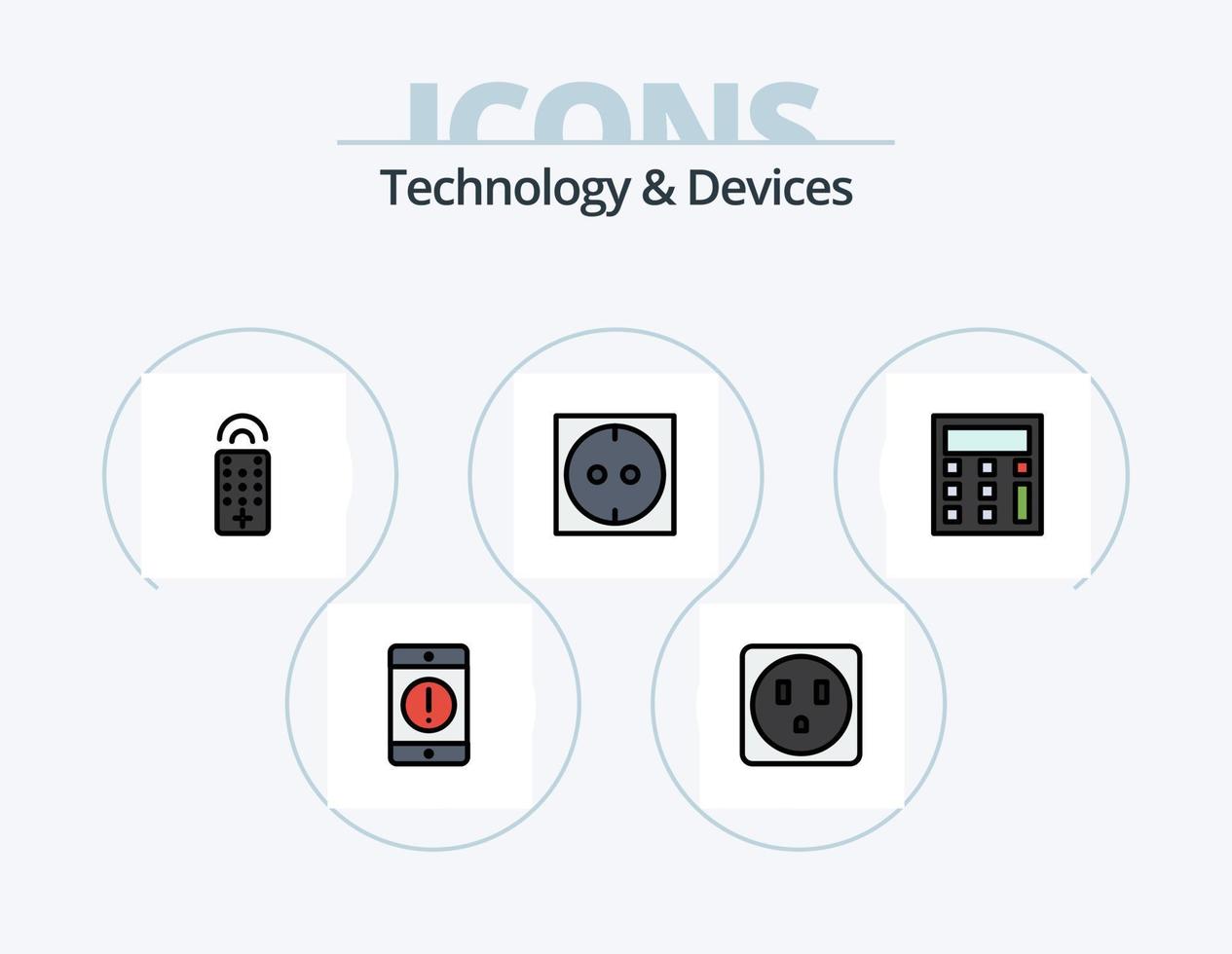 linha de dispositivos cheia de ícone pack 5 design de ícone. Móvel. dispositivos. calculadora. comunicação. Webcam vetor