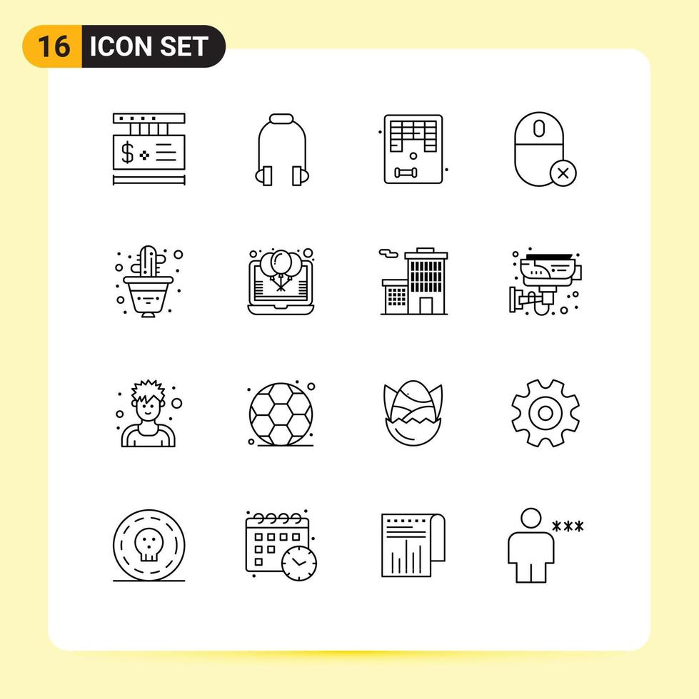 pacote de esboço de 16 símbolos universais de hardware de cacto arkanoid gadget computadores elementos de design de vetores editáveis