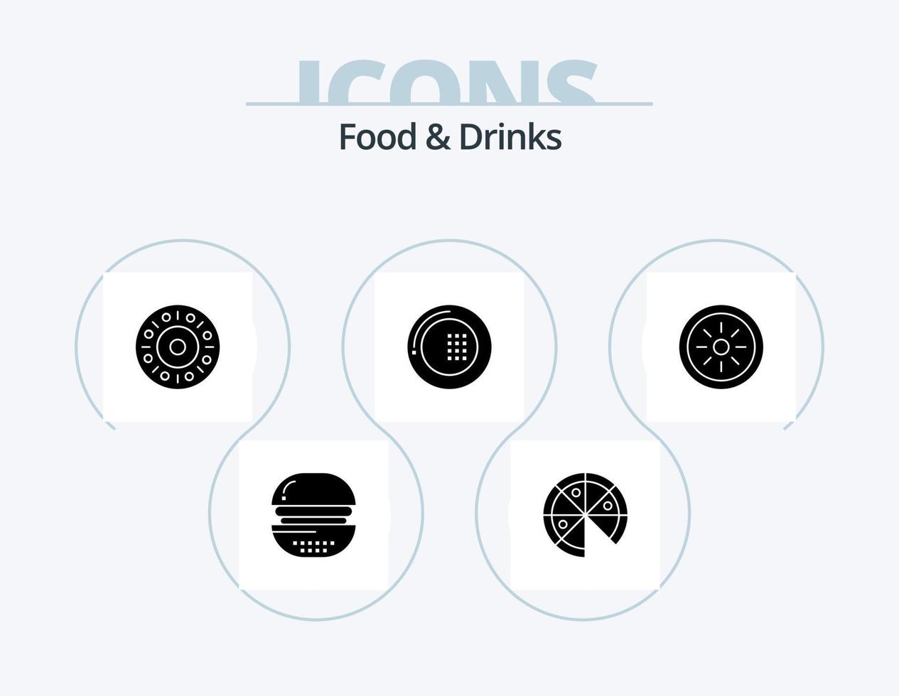 design de ícones do pacote de ícones de glifos de alimentos e bebidas 5. frutas. prato. rosquinha. refeição. bebidas vetor