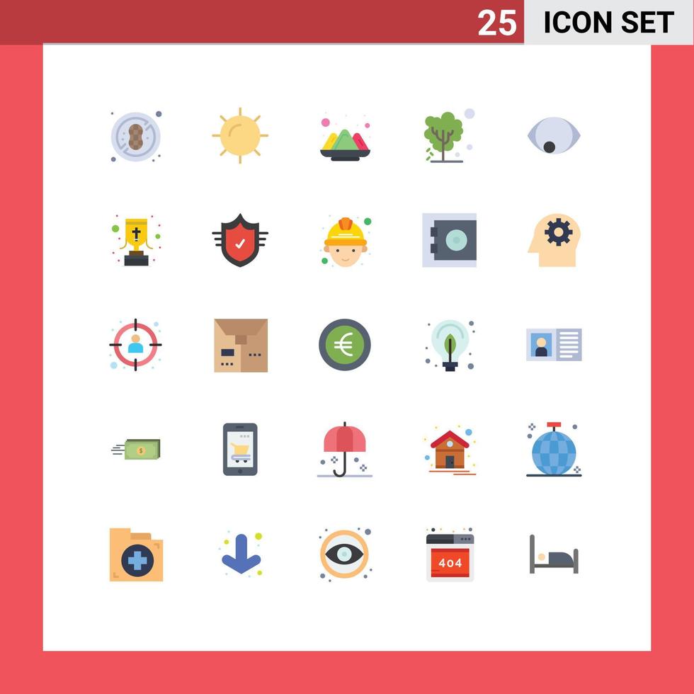conjunto de 25 sinais de símbolos de ícones de interface do usuário modernos para elementos de design de vetores editáveis de solo de aquecimento da índia