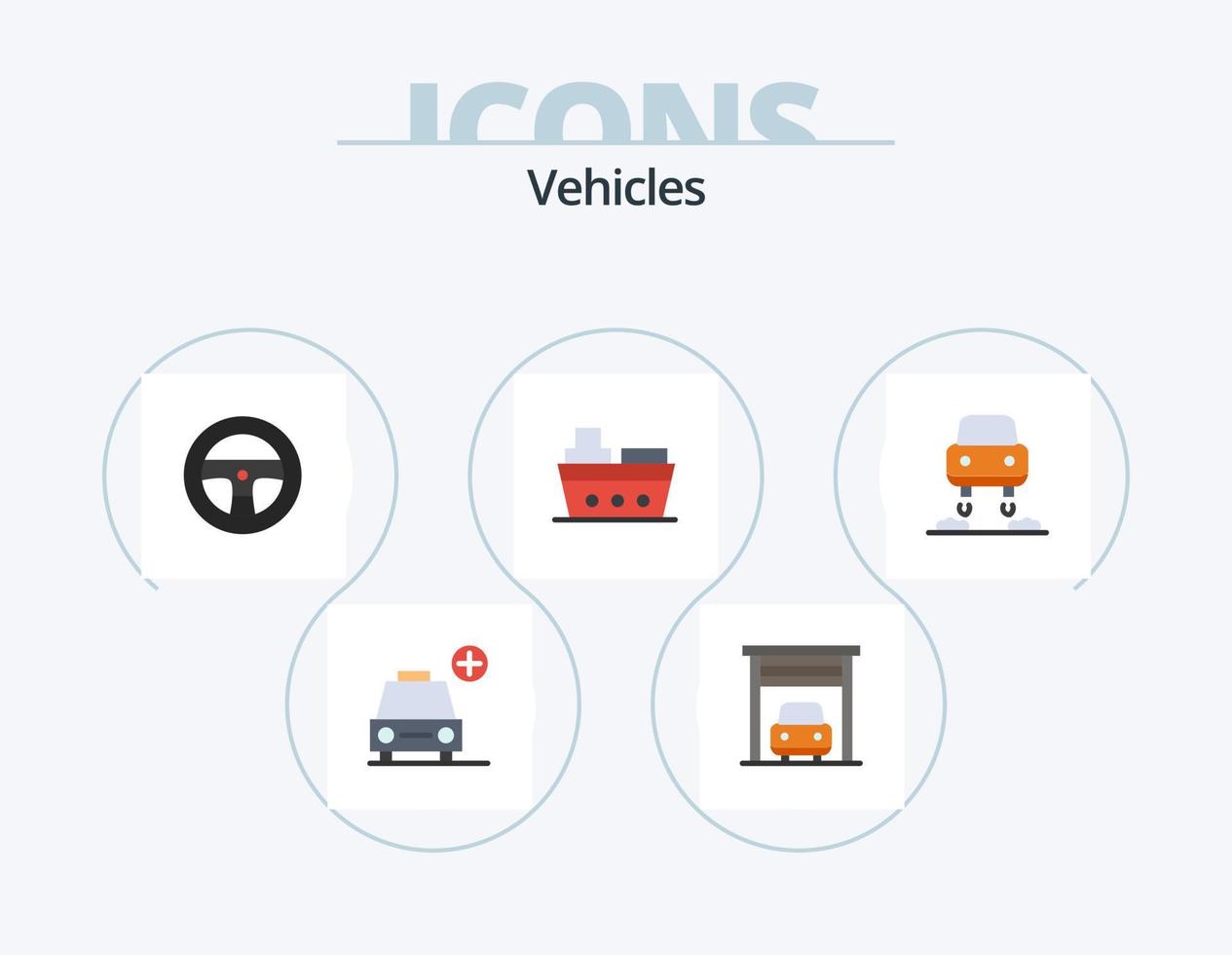 design de ícone do pacote de 5 ícones plana de veículos. . vôo. veículos. carro. mar vetor
