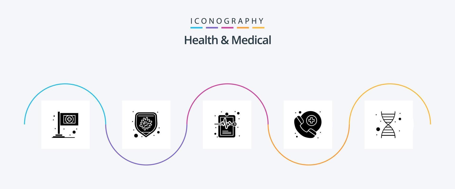 pacote de ícones de saúde e glifos médicos 5, incluindo . genética. ficha hospitalar. dna. assistência médica vetor