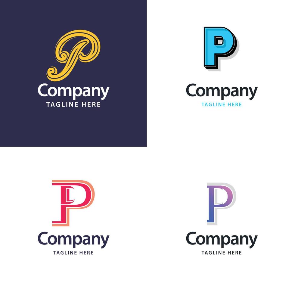 letra p design de pacote de logotipo grande design criativo de logotipos modernos para o seu negócio vetor