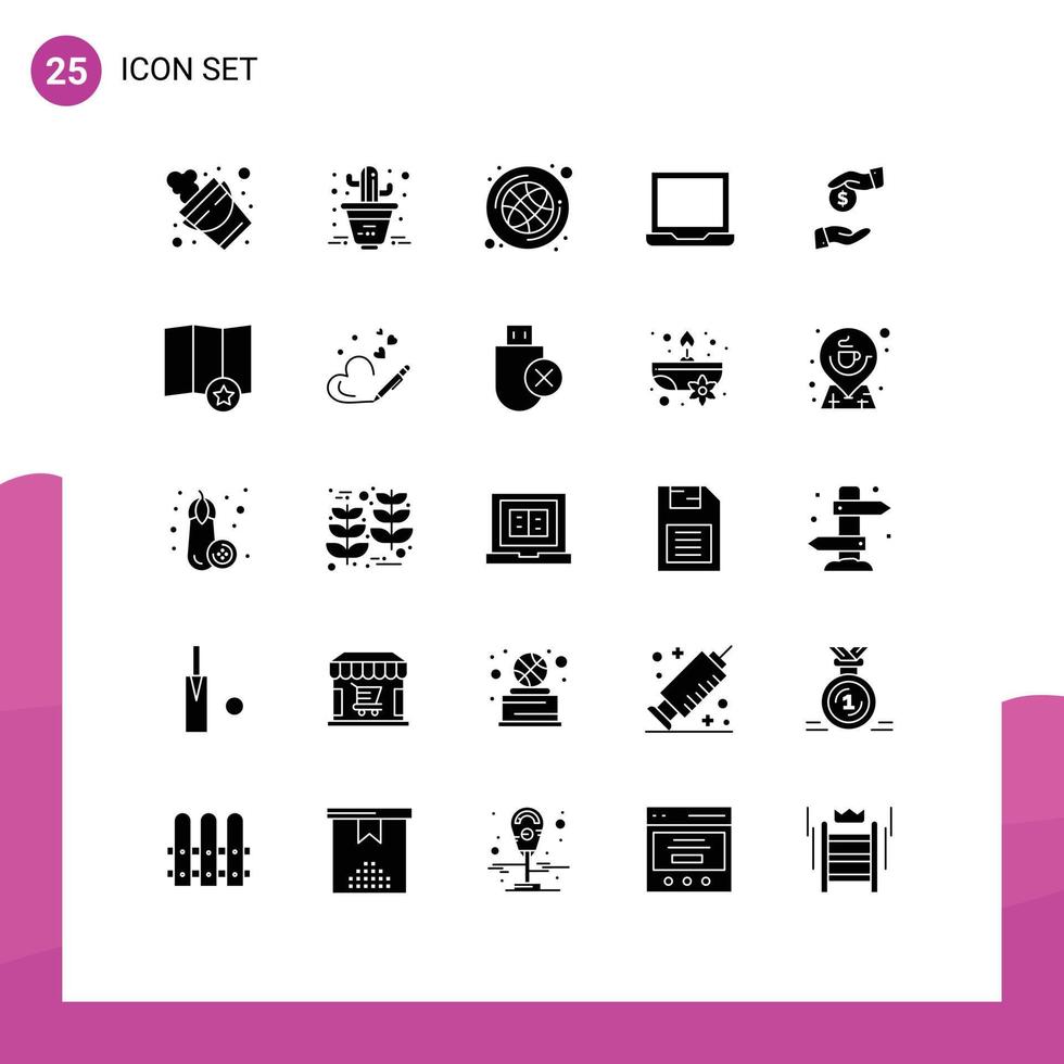 conjunto moderno de pictograma de 25 glifos sólidos de suborno corrupto dispositivos de suborno de basquete elementos de design de vetores editáveis