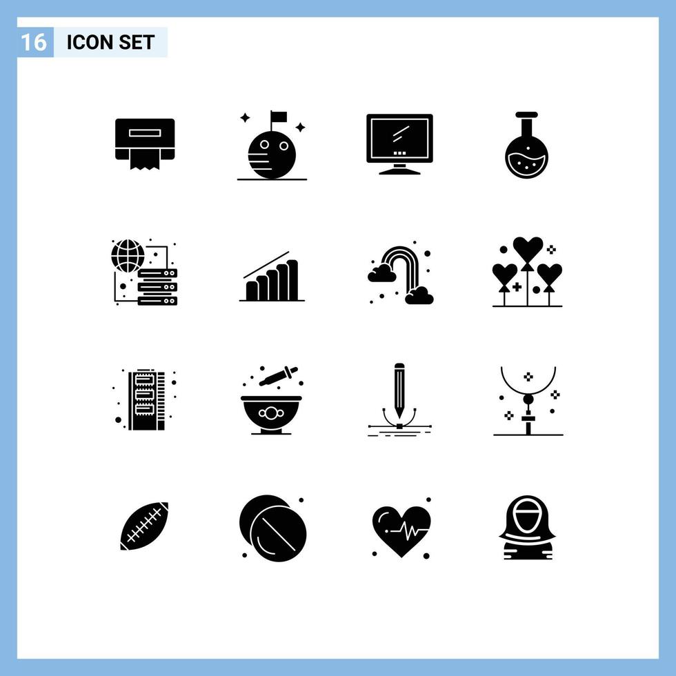 pacote de ícones vetoriais de estoque de 16 sinais e símbolos de linha para elementos de design de vetores editáveis de laboratório de teste de dispositivo de educação global