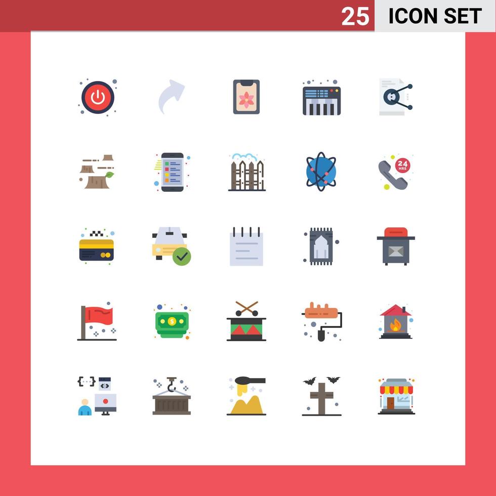 conjunto de 25 sinais de símbolos de ícones de interface do usuário modernos para danos ao clipe de trabalho, compartilhamento de arquivos editáveis elementos de design vetorial vetor